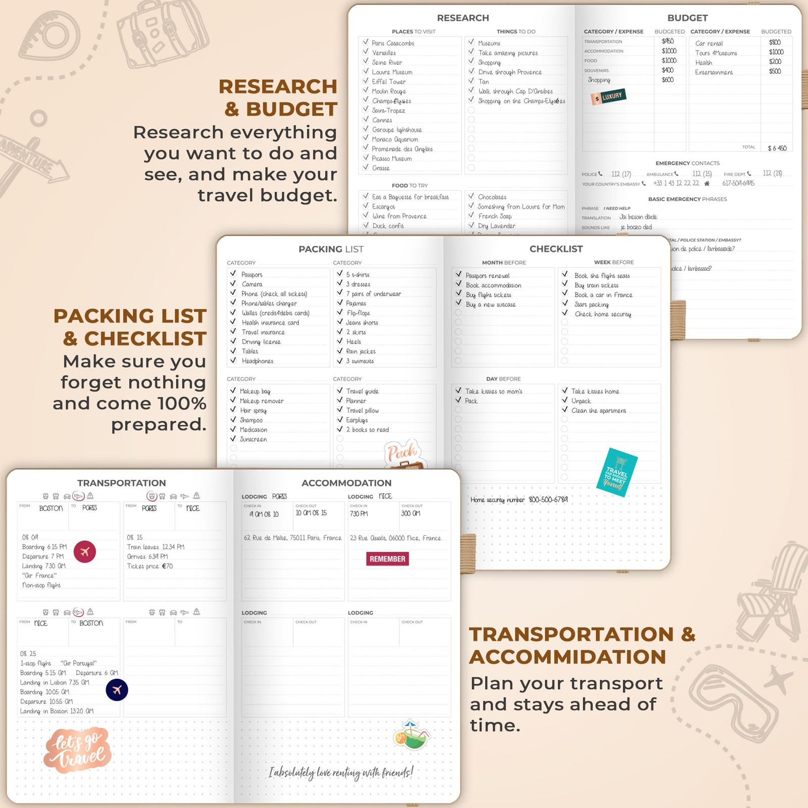 Clever Fox Travel Planner A5 Hardcover Journal Fulfill Your Travel Dreams