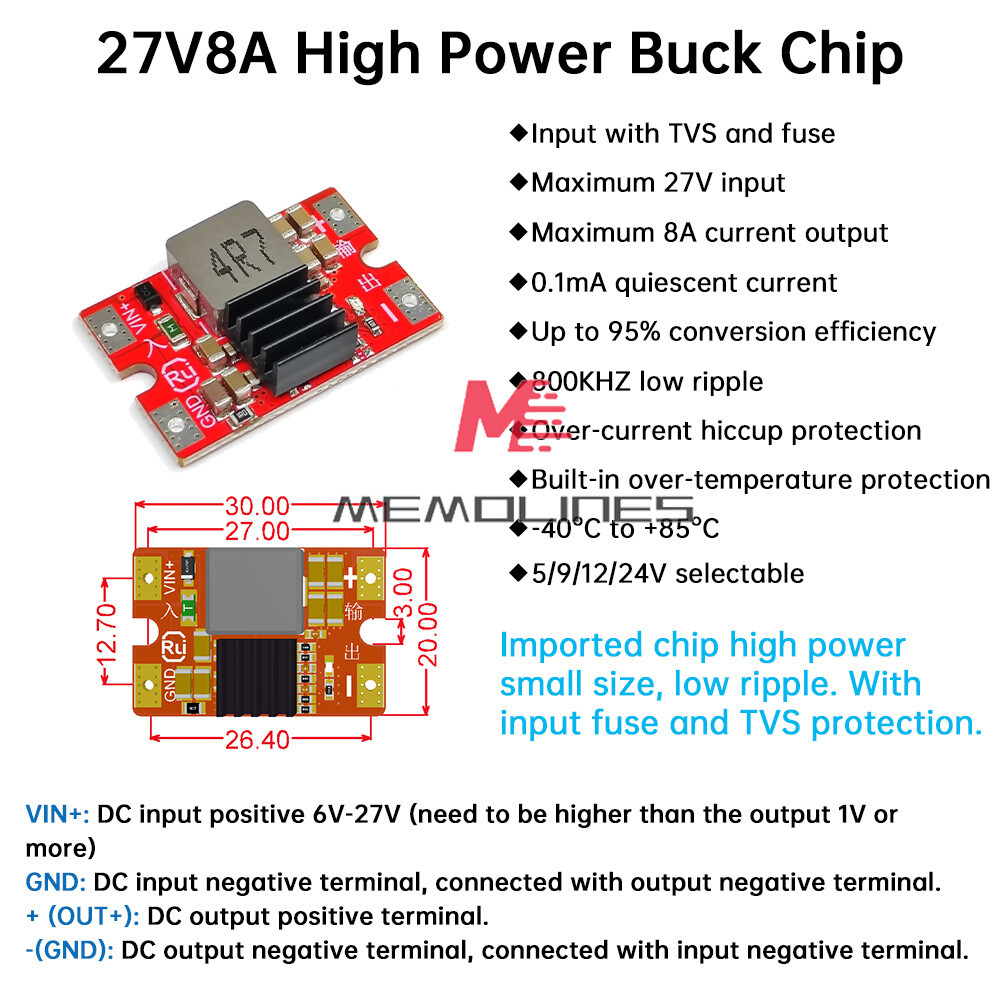 27V to 5V12V8A Mini DC-DC Step down Module Model Aircraft High Power Buck Module