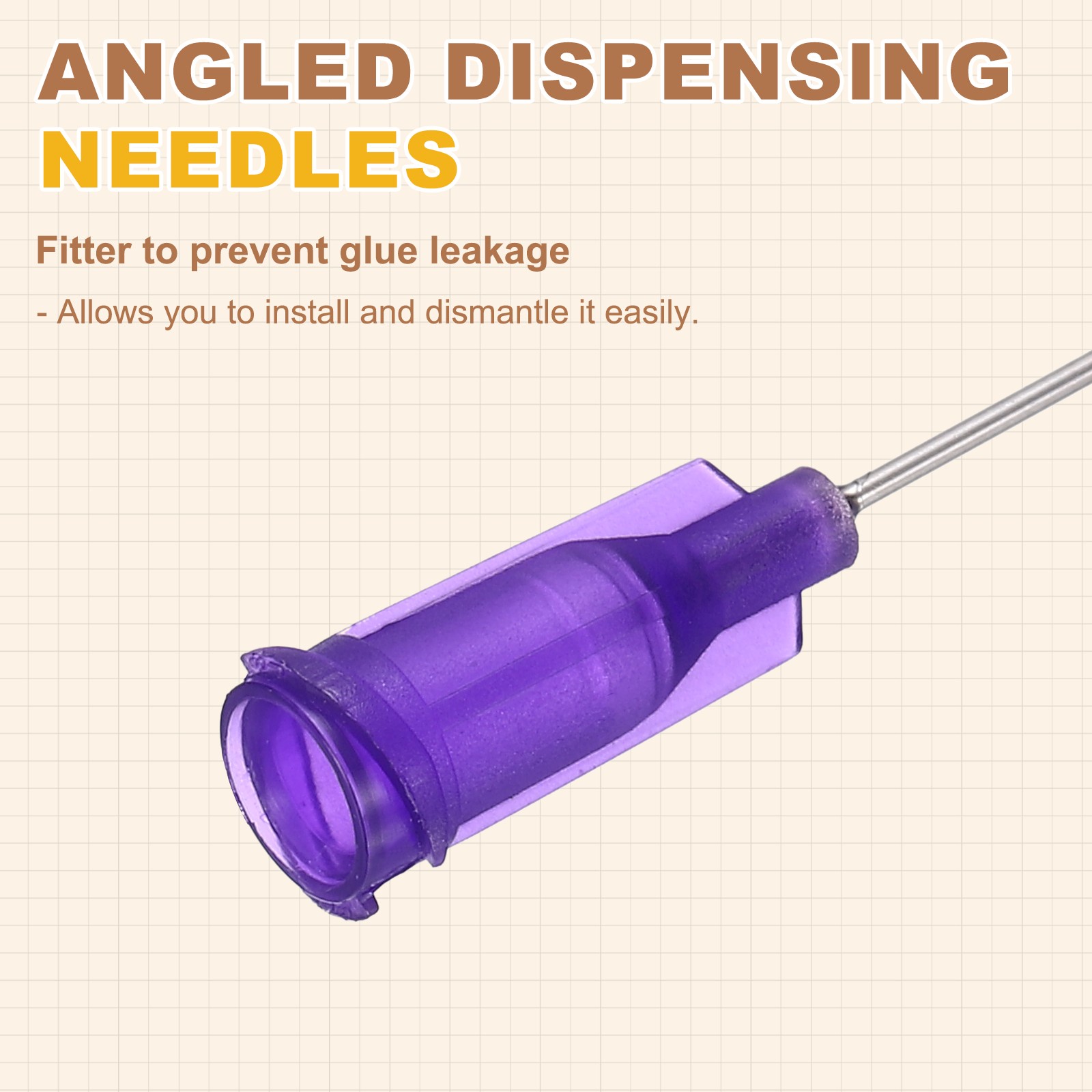 66Pcs 0.5Inch 21Ga 45° Angled Dispensing Needles, Purple