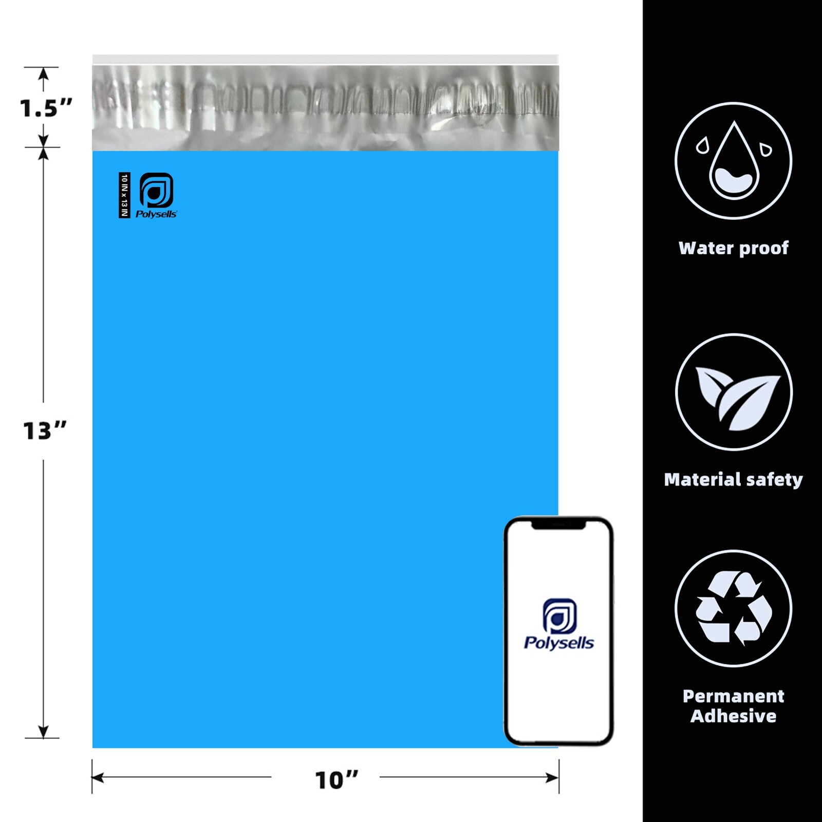 1000 10×13 Poly Mailers Envelopes Self Sealing Shipping Mailers Blue POLYSELLS
