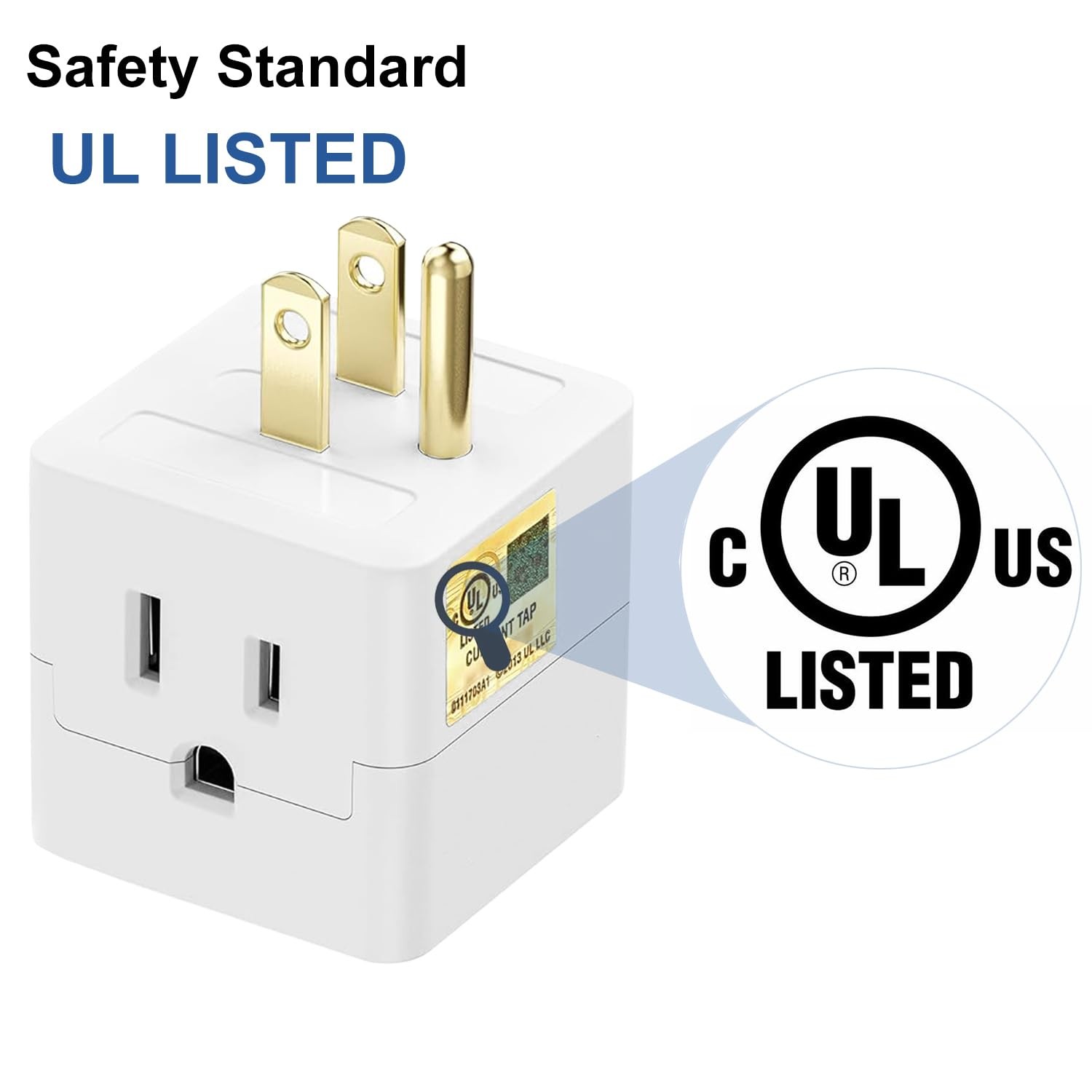 Multi Plug Outlet Extender – UL Listed -3 Wall Adapter 2 Pack, white