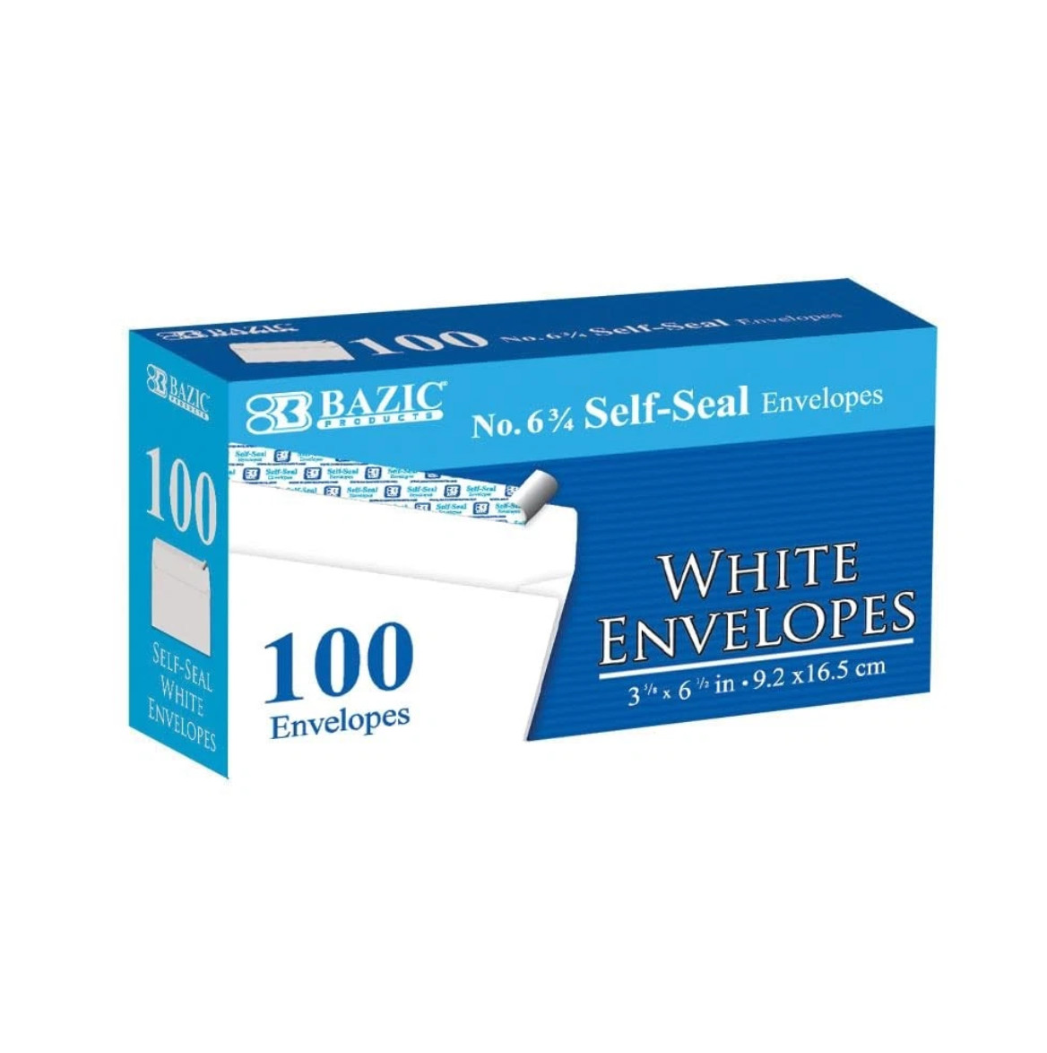 BAZIC #6-3/4 Peel & Self-Seal White Letter Mailing Envelopes 3-5/8” x 6-1/2”