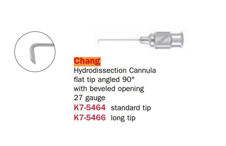 Ophthalmic Chang Hydrodissection cannula 27g 90 degree angle