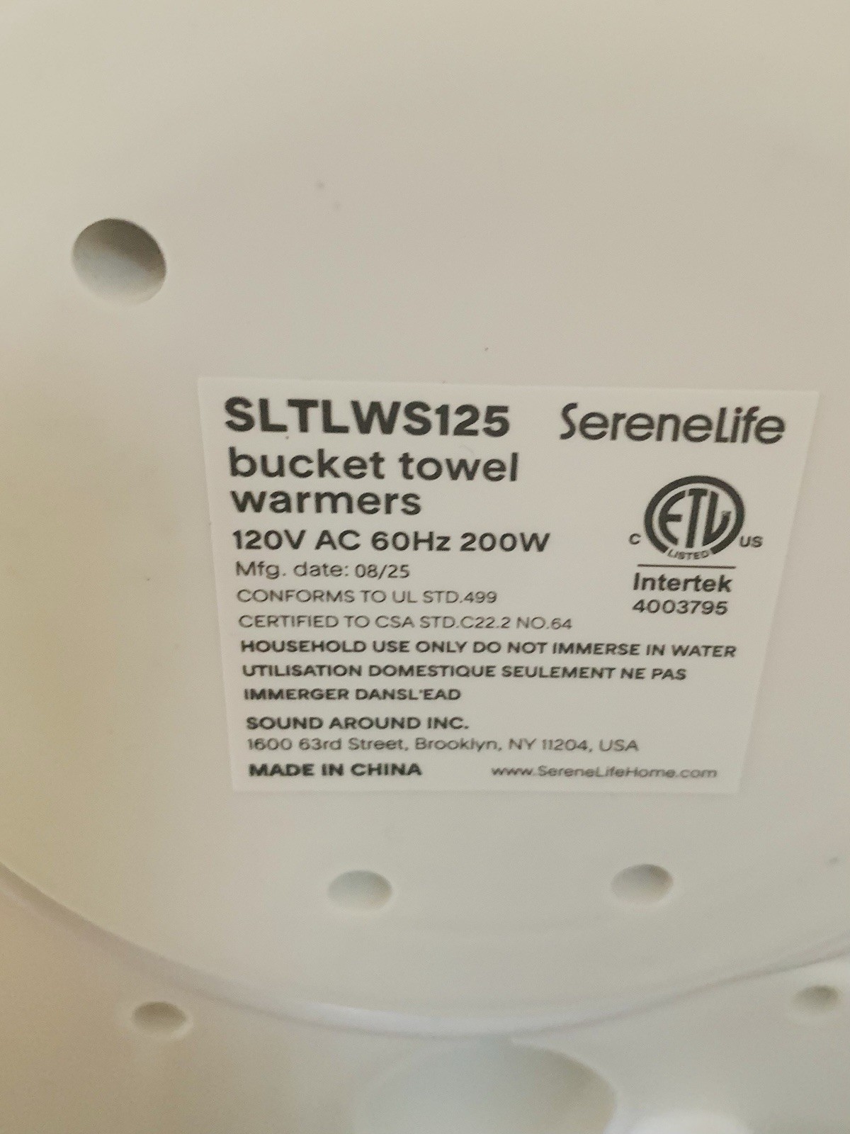 SereneLife SLTLWS125 Towel Warmer Bucket – 18″ 12L Hot Towel w/ Legs NEW!