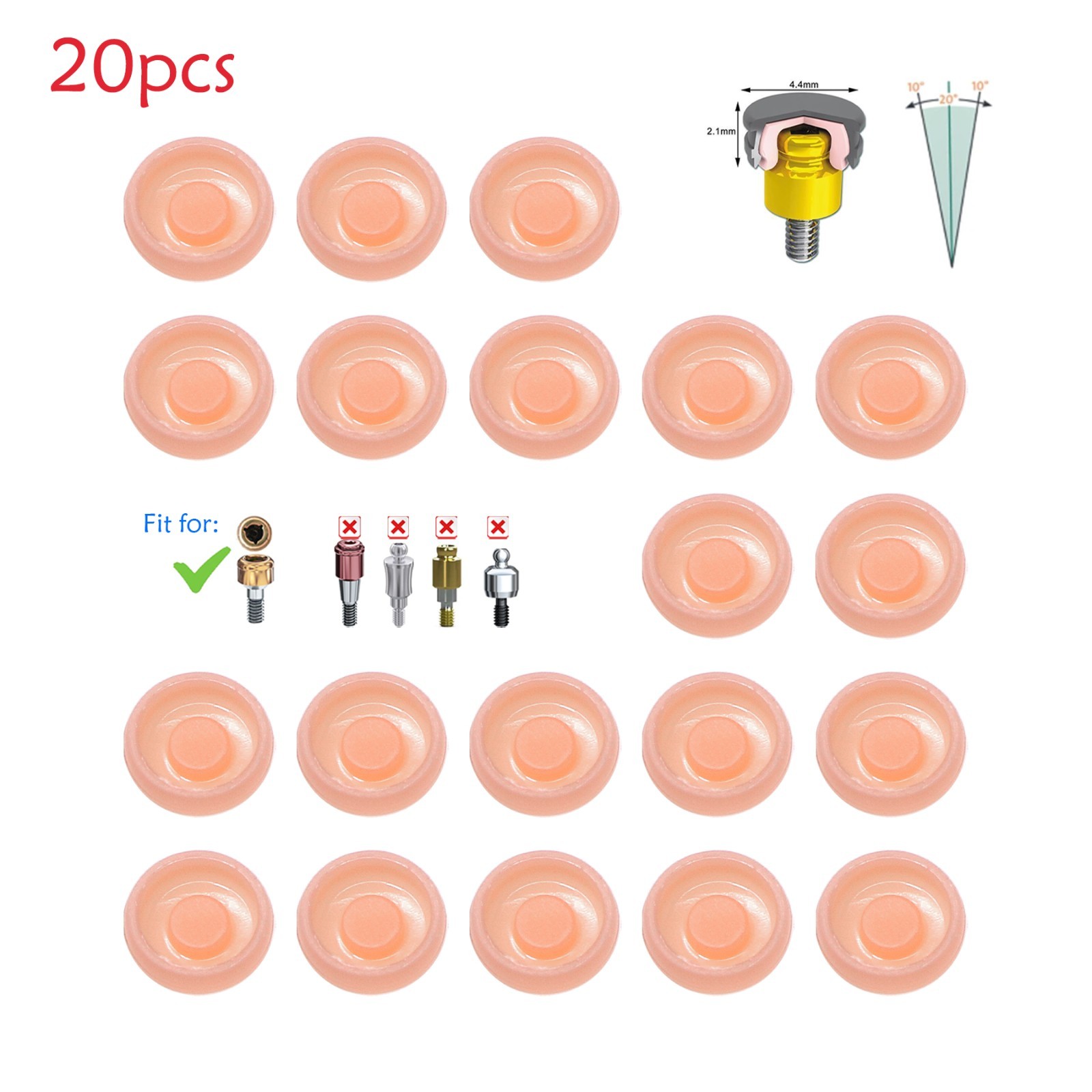 US Dental Lab 20pcs Universal Locator Abutment Male Cap Insert for Overdenture
