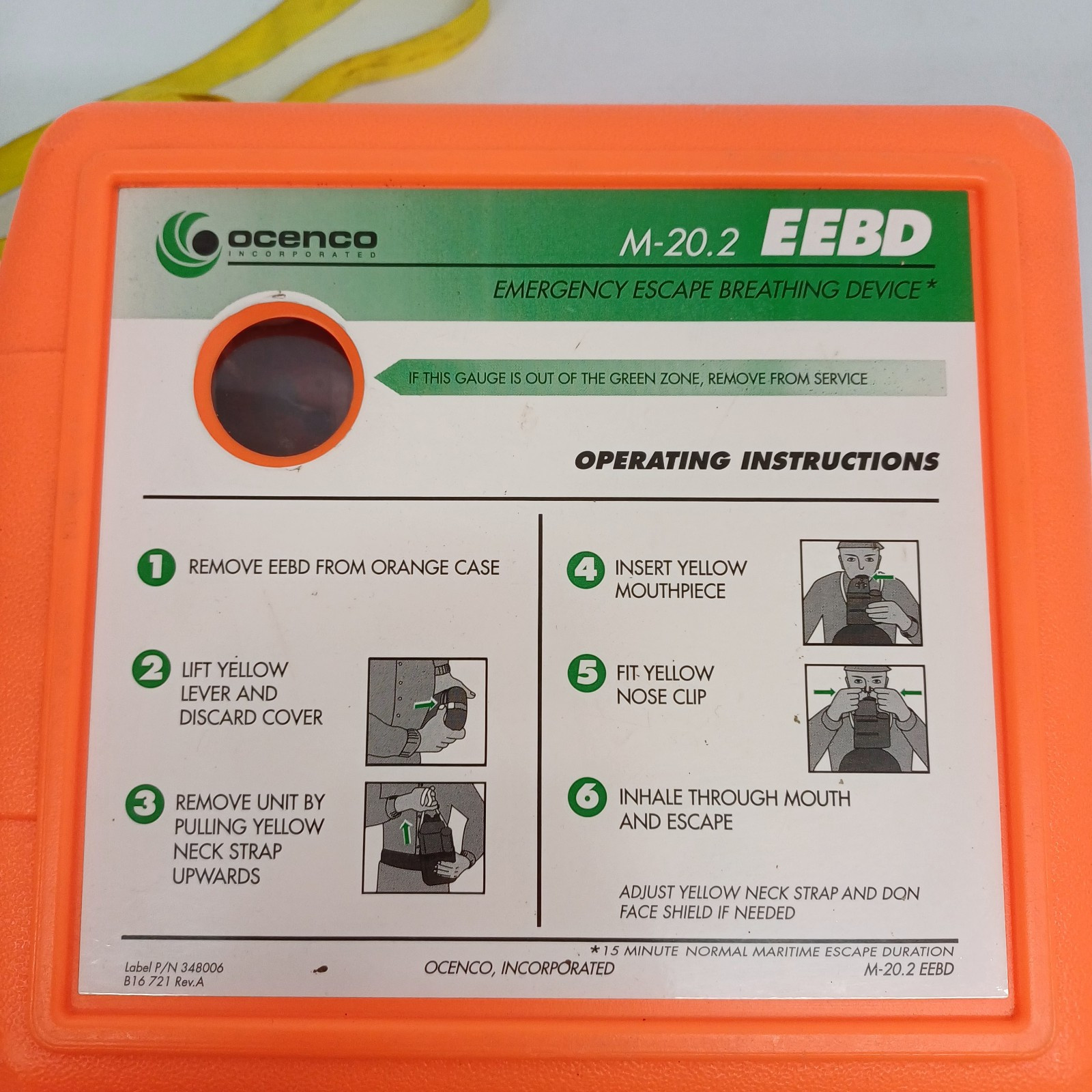 NEW OCENCO M-20.2 EEBD LIFE DATE 12/2028 348006 B16 721 P/N 346016 USA