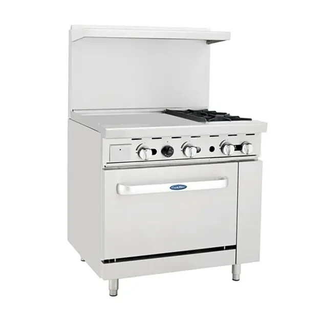 Atosa AGR-2B24GL-LP 36″ Range 2 BURNERS 24″ GRIDDLE OVEN PROPANE