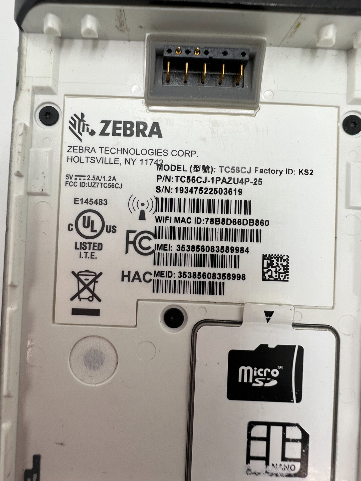Zebra Handheld Computer Barcode Scanner TC56CJ TC56CJ-1PAZU4P-25 – BROKEN