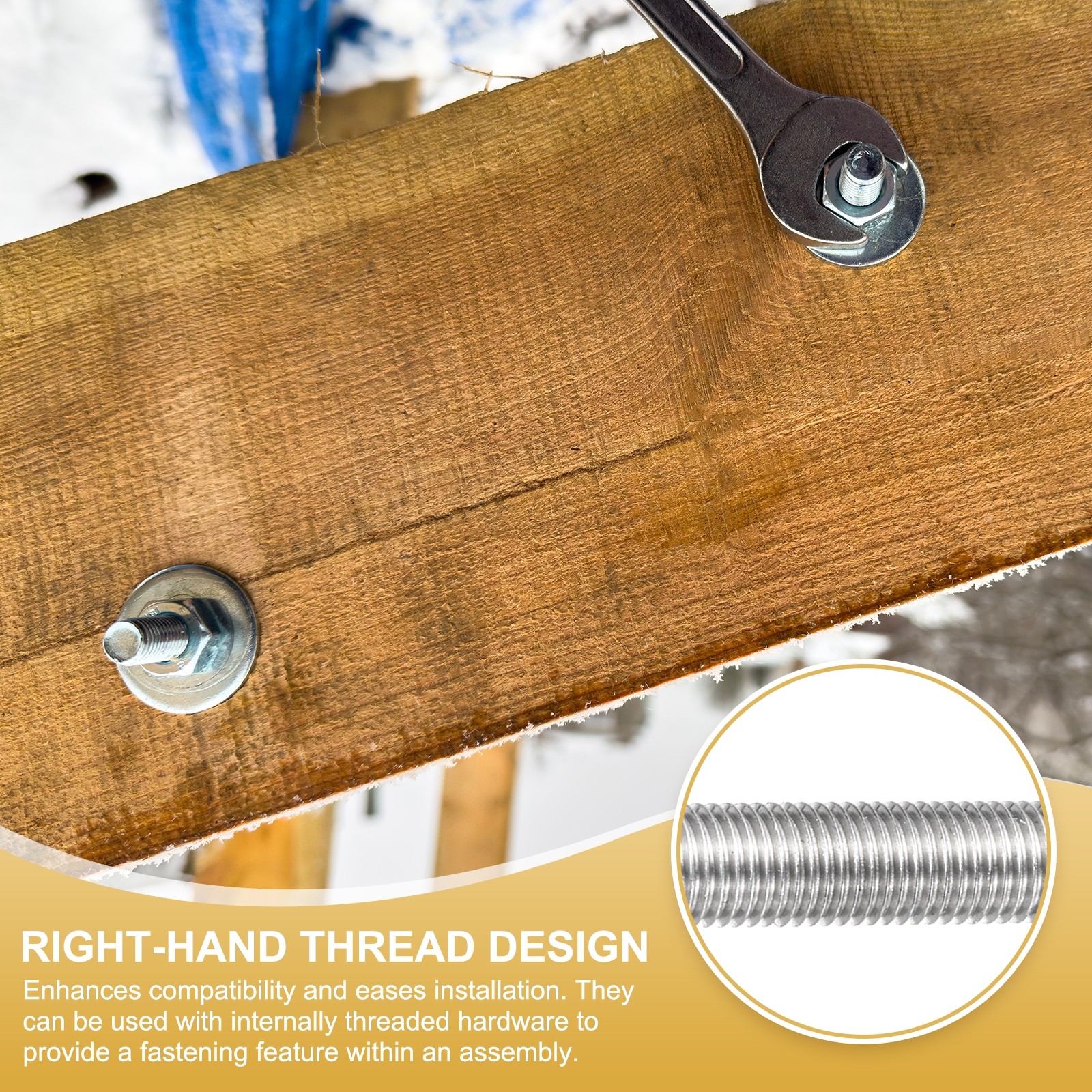 M14x1.5mm 200mm 304 Stainless Steel Fully Threaded Rod