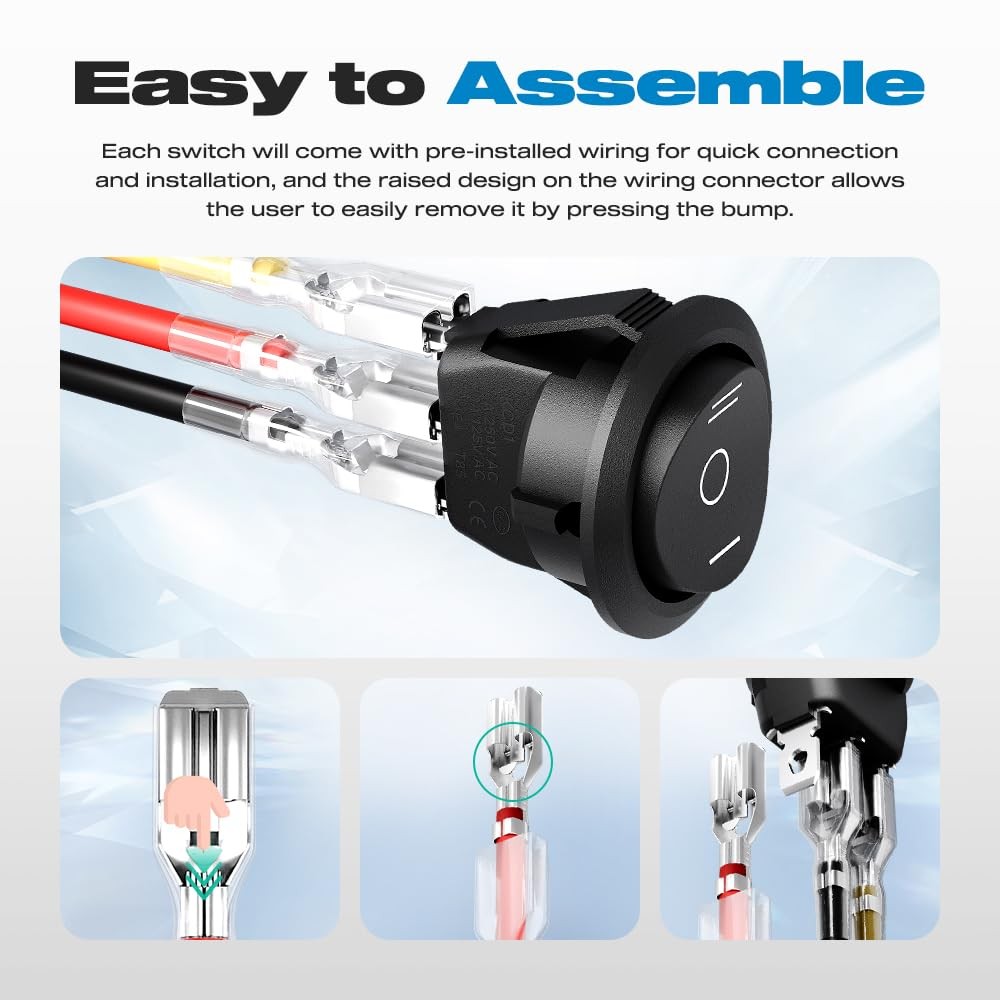 Waterproof three way rocker switch automotive marine