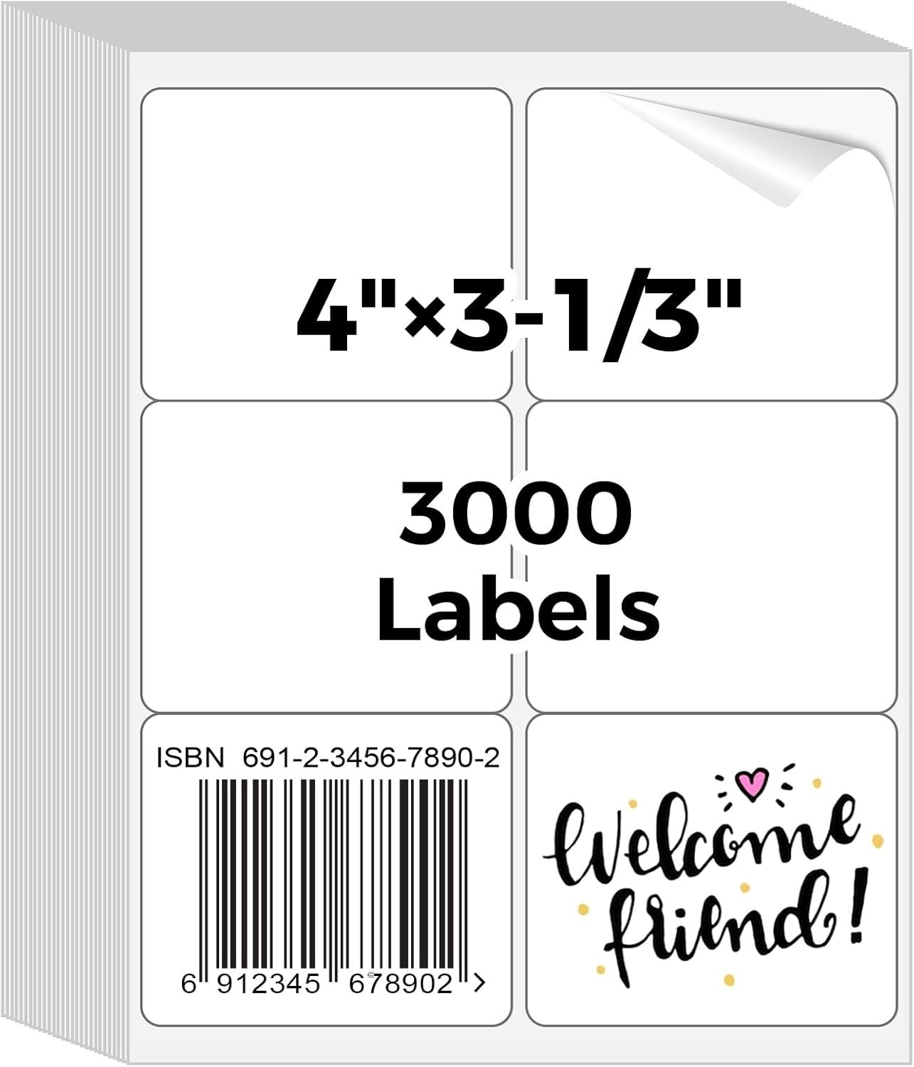 500 Sheets 3-1/3″ x 4″ 6 up Printable Sticker Paper 3000 Mailing Labels for Pack