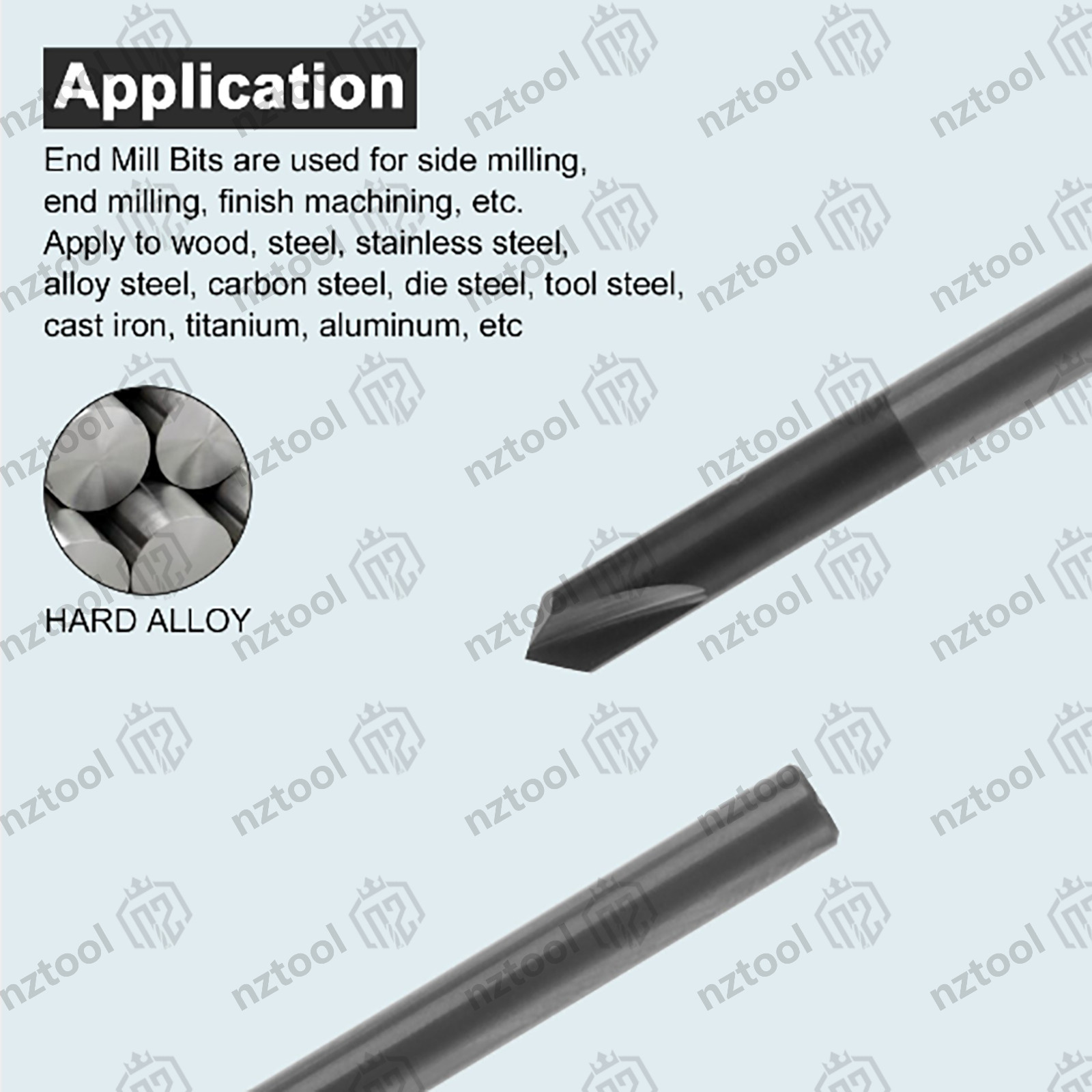 10PCS 1/4″ 4 Flute 90 Degree Carbide Chamfer Mills – Single End – AlTiN Coated