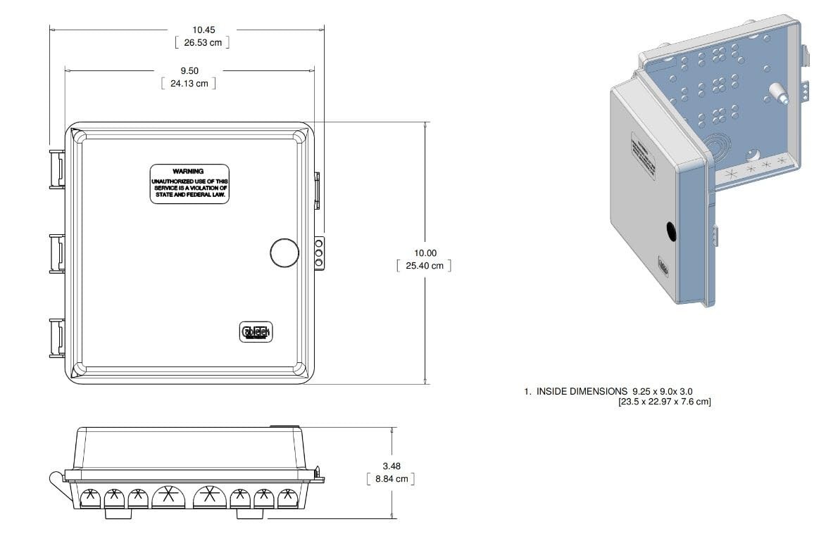 Cabletek Weather Proof Outdoor Enclosure Utility Box 9”x9”x3” (B67CTE)