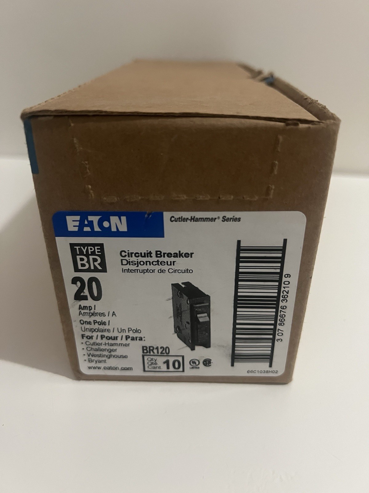 Eaton BR120 20A 1-Pole Circuit Breakers Box of 10 BR Type Plug-In