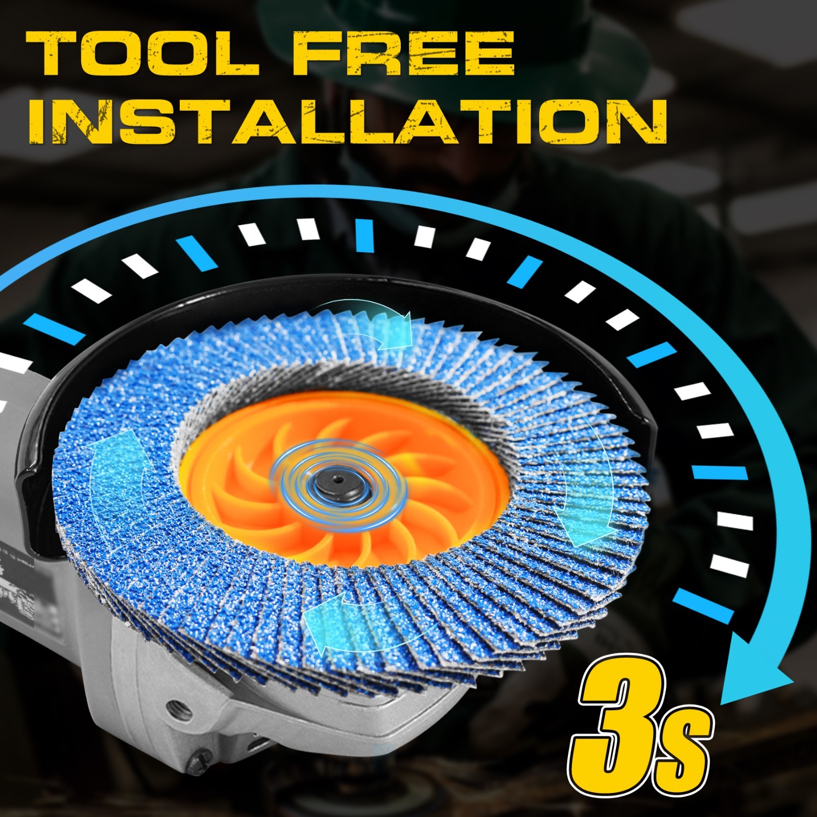 4.5 inch Zirconia Flap Discs 40/60/80/120 Grit Grinding Sanding Wheel Tool-Free