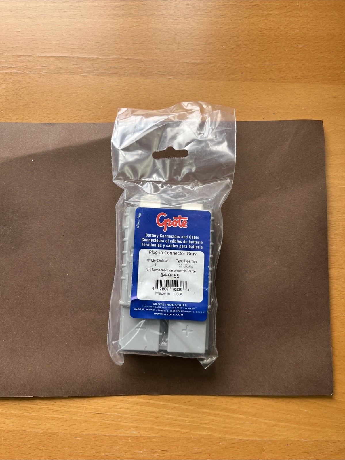 Grote 84-9485 Booster Cable Plug-In End 2/0 Gauge 350 Amp Gray OEM NEW