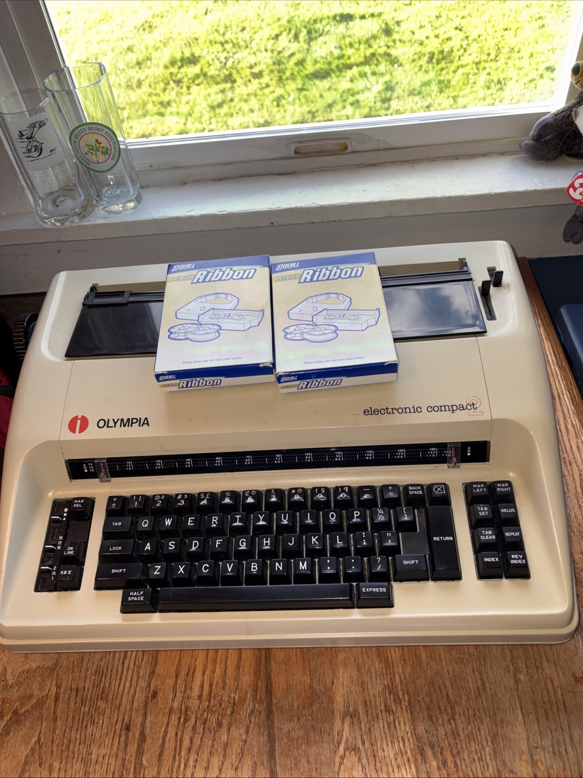 Olympia Electronic Compact 2 Typewriter With 2 Boxes Of Ribbon. Parts Only.