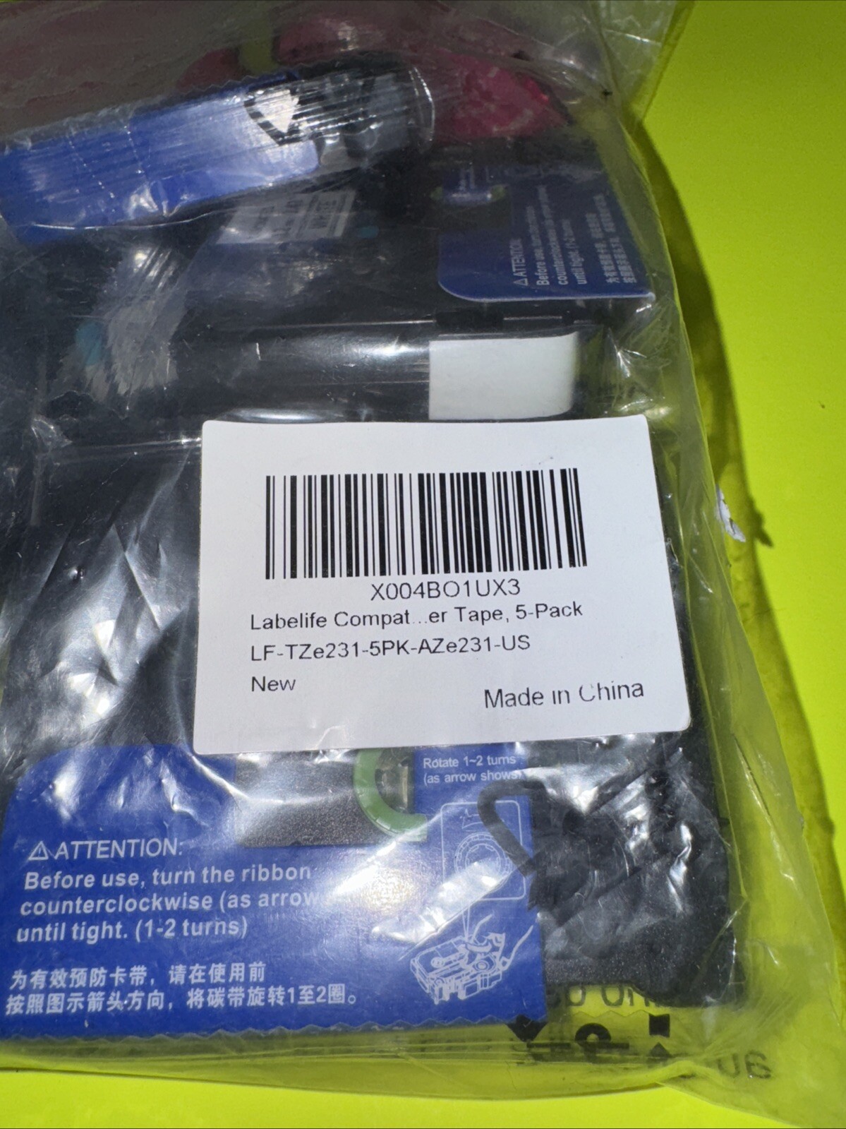 5 Pack Labelife White Laminated Label Tape 12mm x .47″ for Brother P Touch D600