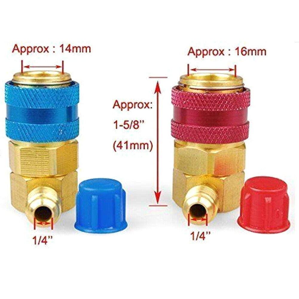 2 Quick Coupler Adapter High Low Side Conversion Kit AC A/C Freon Manifold Gauge