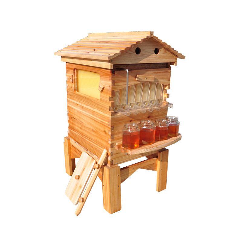Auto Bee Hives Beekeeping Box Comb Honey House +7 Beekeeping Frames + Hive Stand