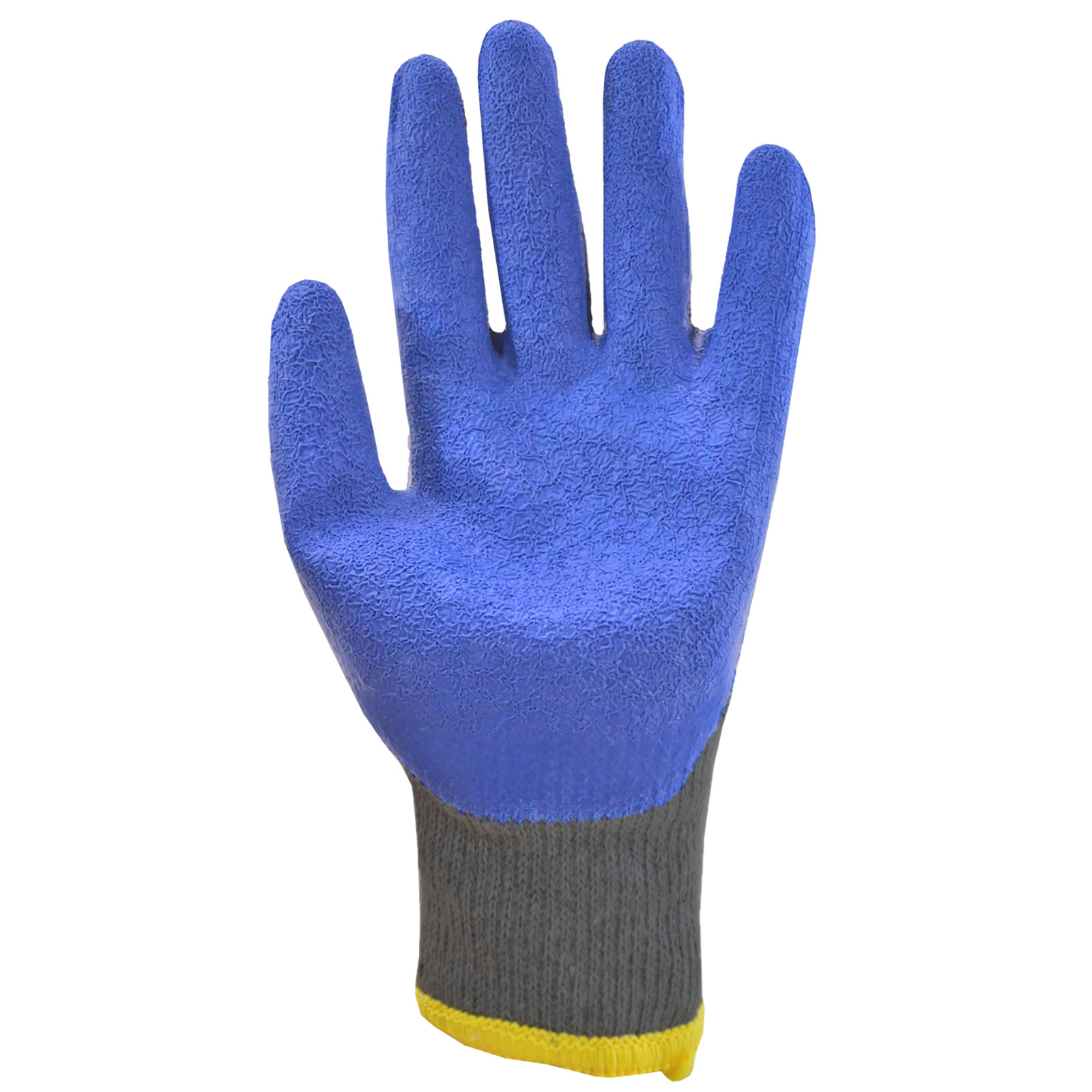 12 Pairs Cotton Work Gloves w/ Blue Crinkle Texture Latex Coat JORESTECH