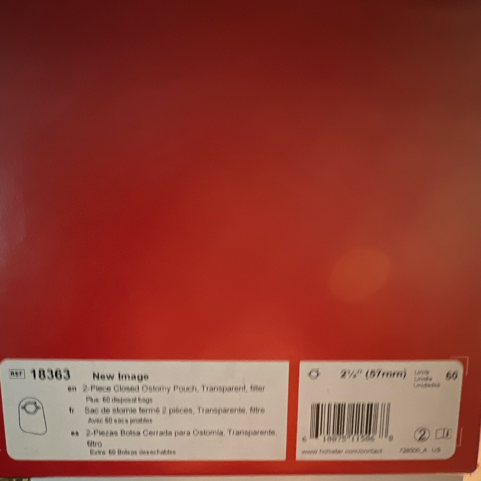 Hollister New Image 18363 Two-Piece Closed Ostomy Pouch 2-1/4in 57mm 60