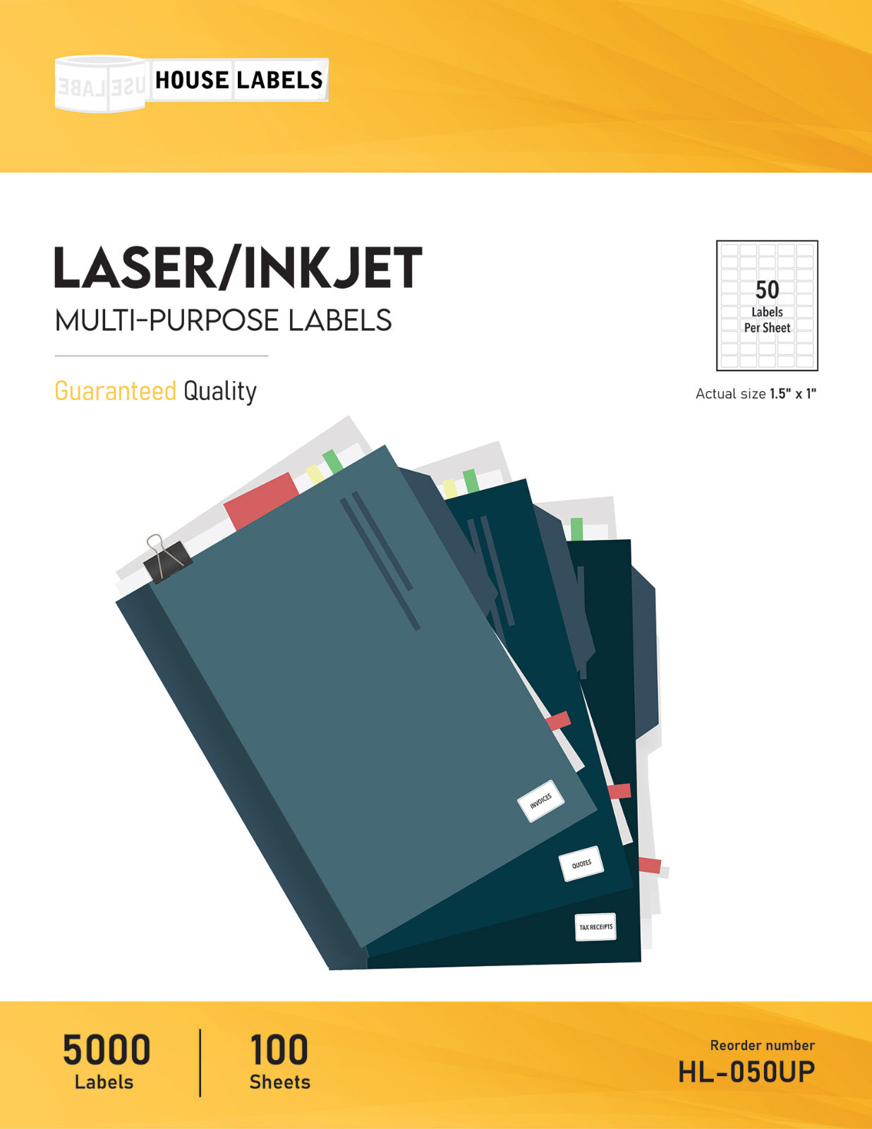 50 Sheets – 2.500 Labels 1.5″ x 1″ Fast Peel White Multipurpose Labels 50-UP