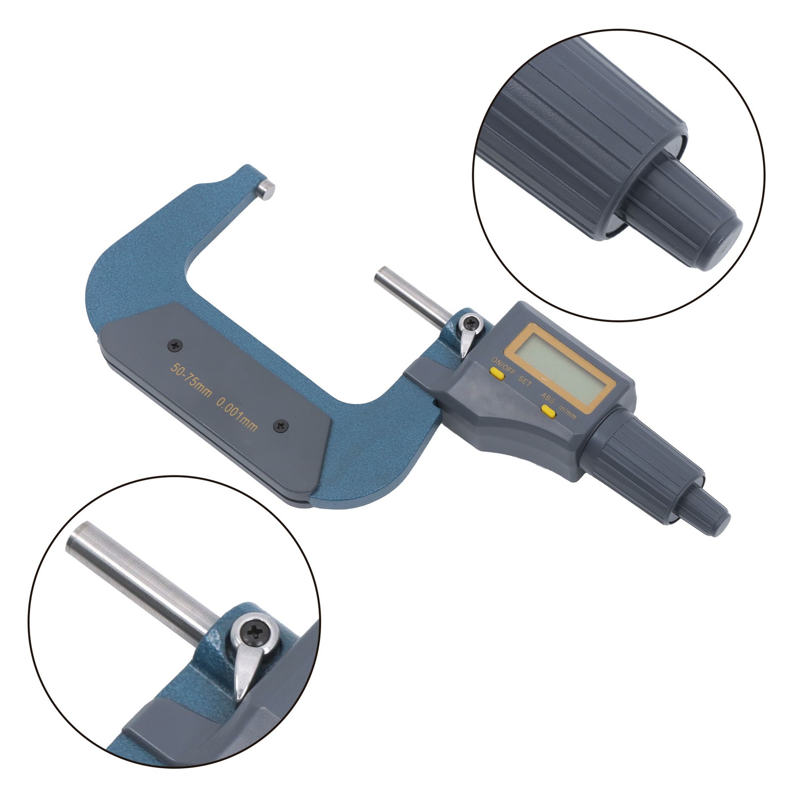 0.00005″ 2-3″ Digital Electronic Outside Micrometer Carbide Tip 50-75mm