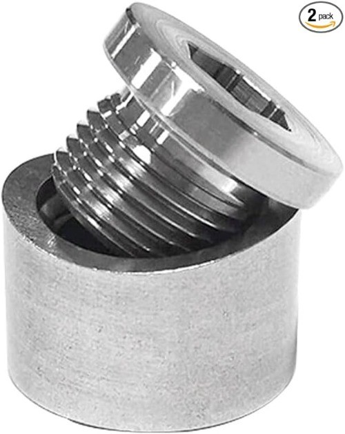 X 1.5 Oxygen Sensor Mounting Bungs and Plugs, Stainless Steel Notch Size: 2PCS