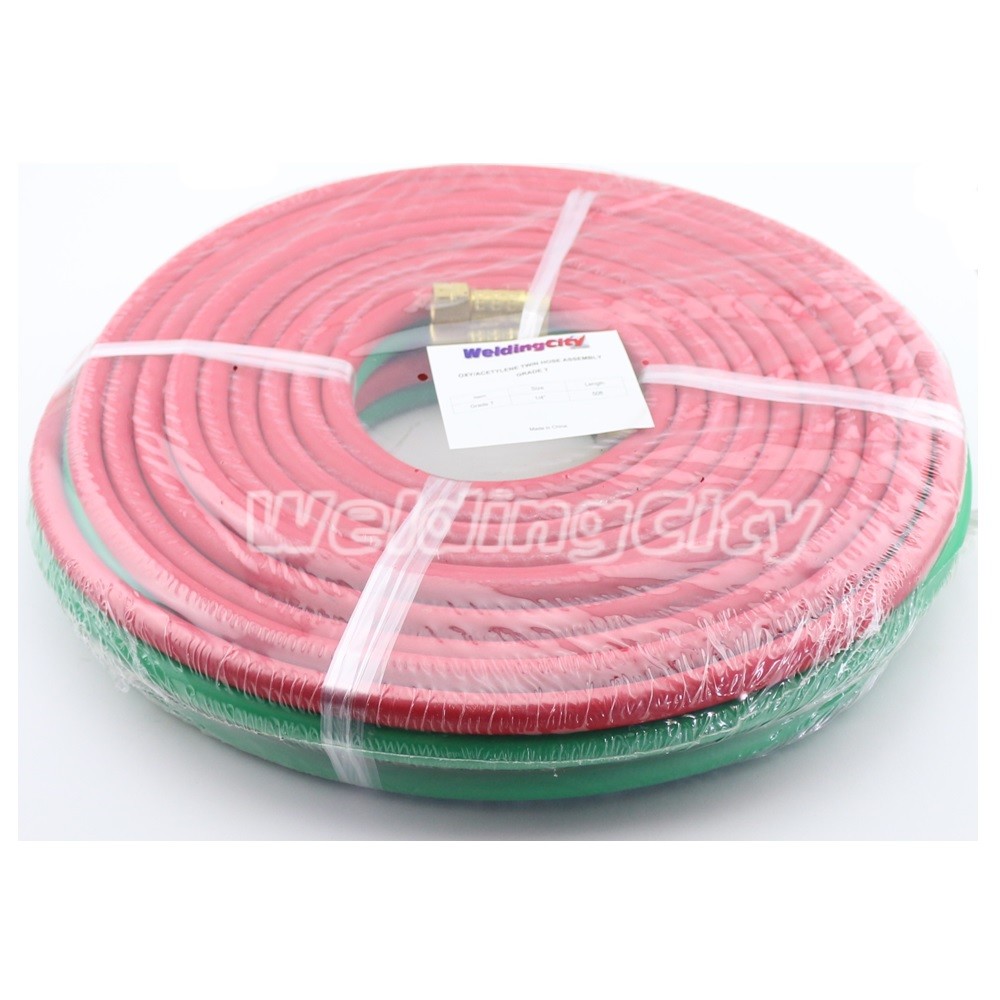 WeldingCity® 25-ft Grade-T Twin Hose 1/4″ B-B Fitting Acetylene Propane Oxygen
