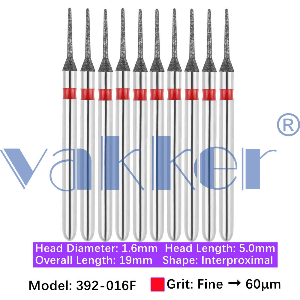 10pc Vakker Dental Diamond Burs FG Interproximal/ Gross Reduction for High Speed