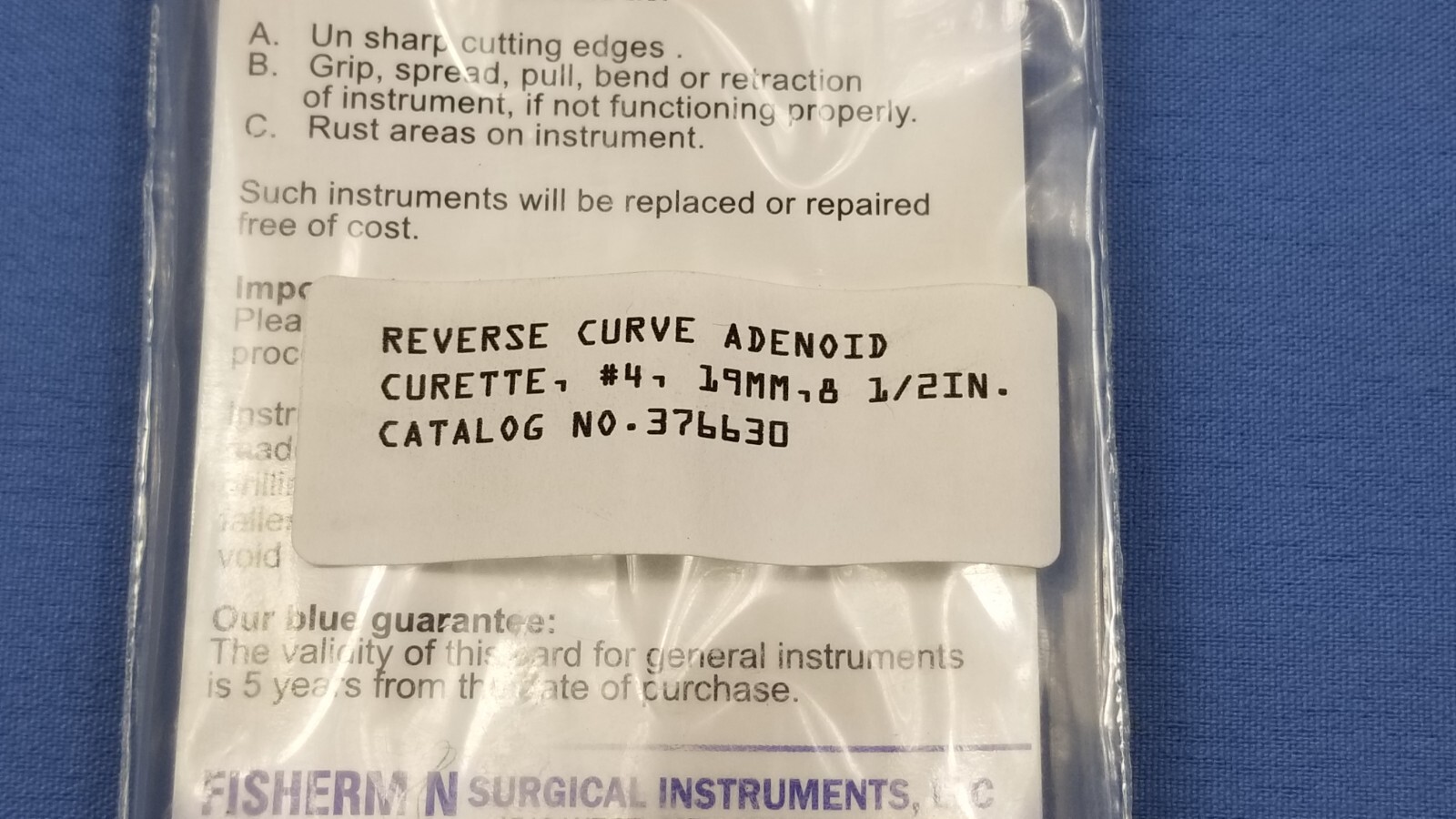German Stainless Steel Reverse Curve Adenoid Curette 376630