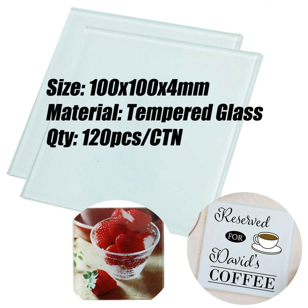 120PACK Sublimation Glass Coasters 3.9 Inch Square Insulated Photo Coasters