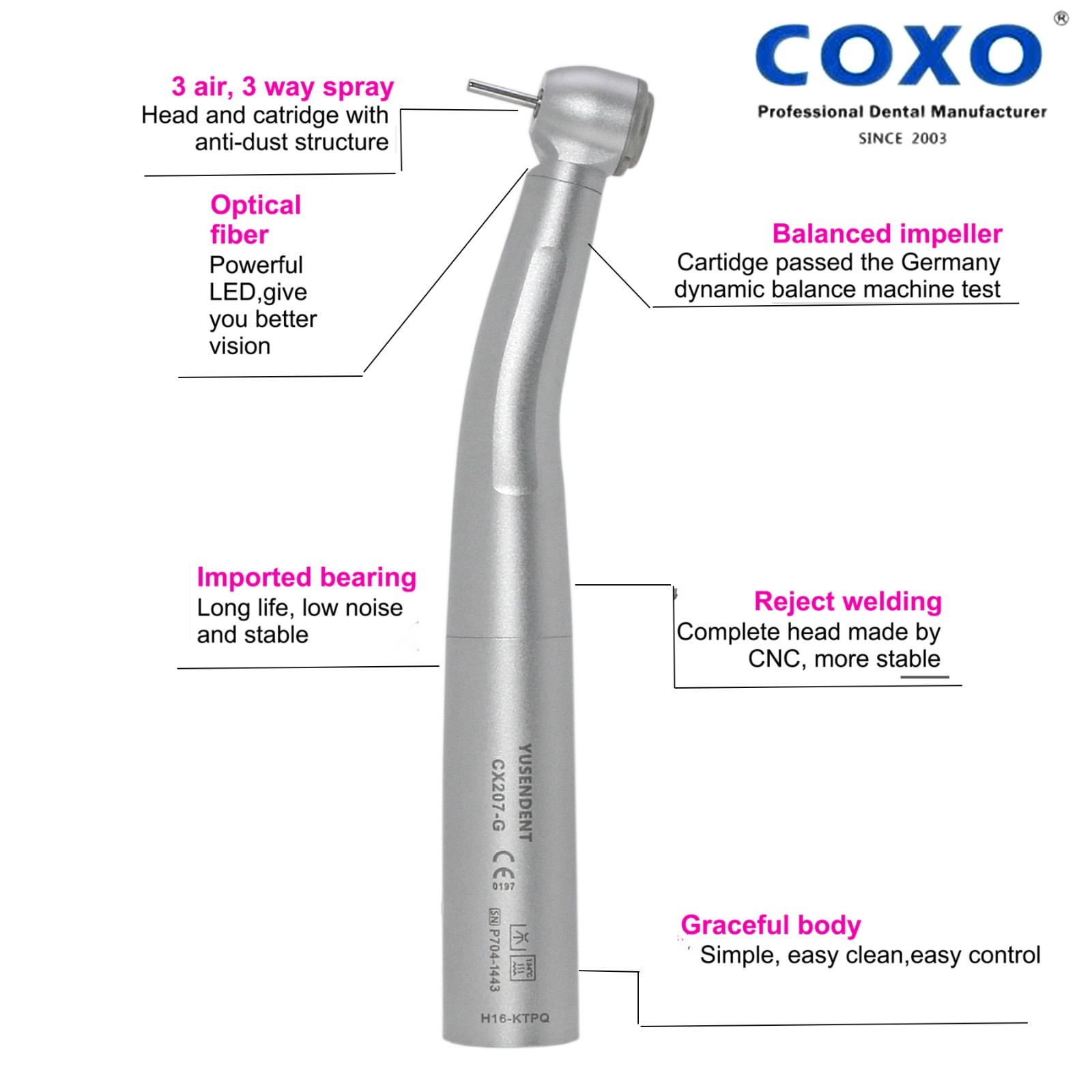 COXO Dental High Speed Fiber Optic Turbine Handpiece KaVo Multiflex LUX Coupling