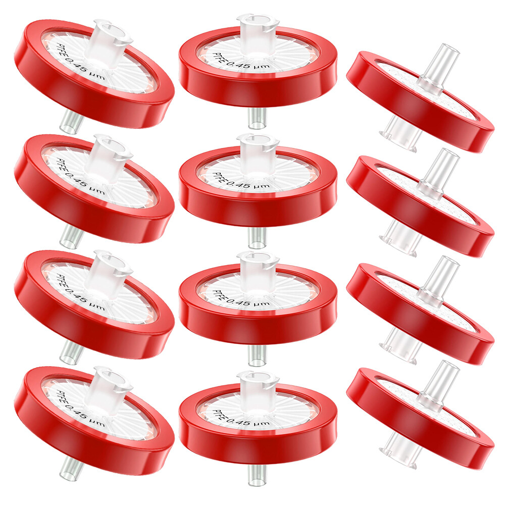 200pcs PTFE Syringe Filter 0.45μm,25mm–Hydrophobic,Non-Sterile–Solvent&Chemical