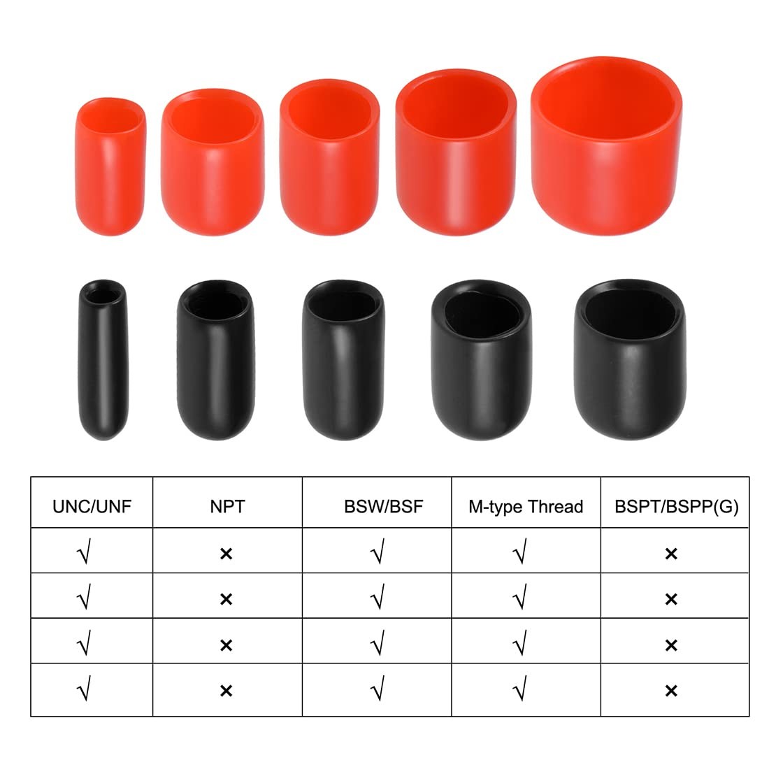 uxcell 100pcs Rubber End Caps 6mm(1/4-inch) ID Vinyl Round Tube 6mm, Black