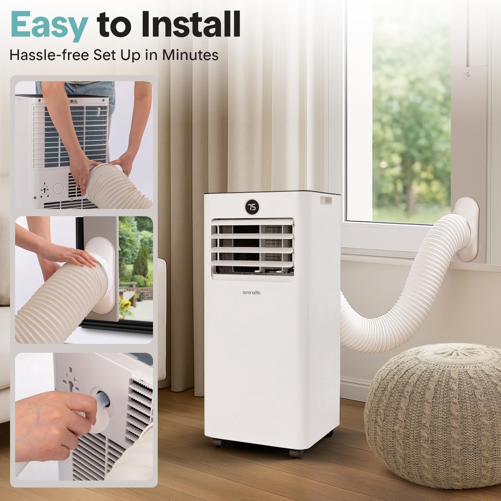 Portable Air Conditioner 8000 BTU Efficient Cooling WiFi – White