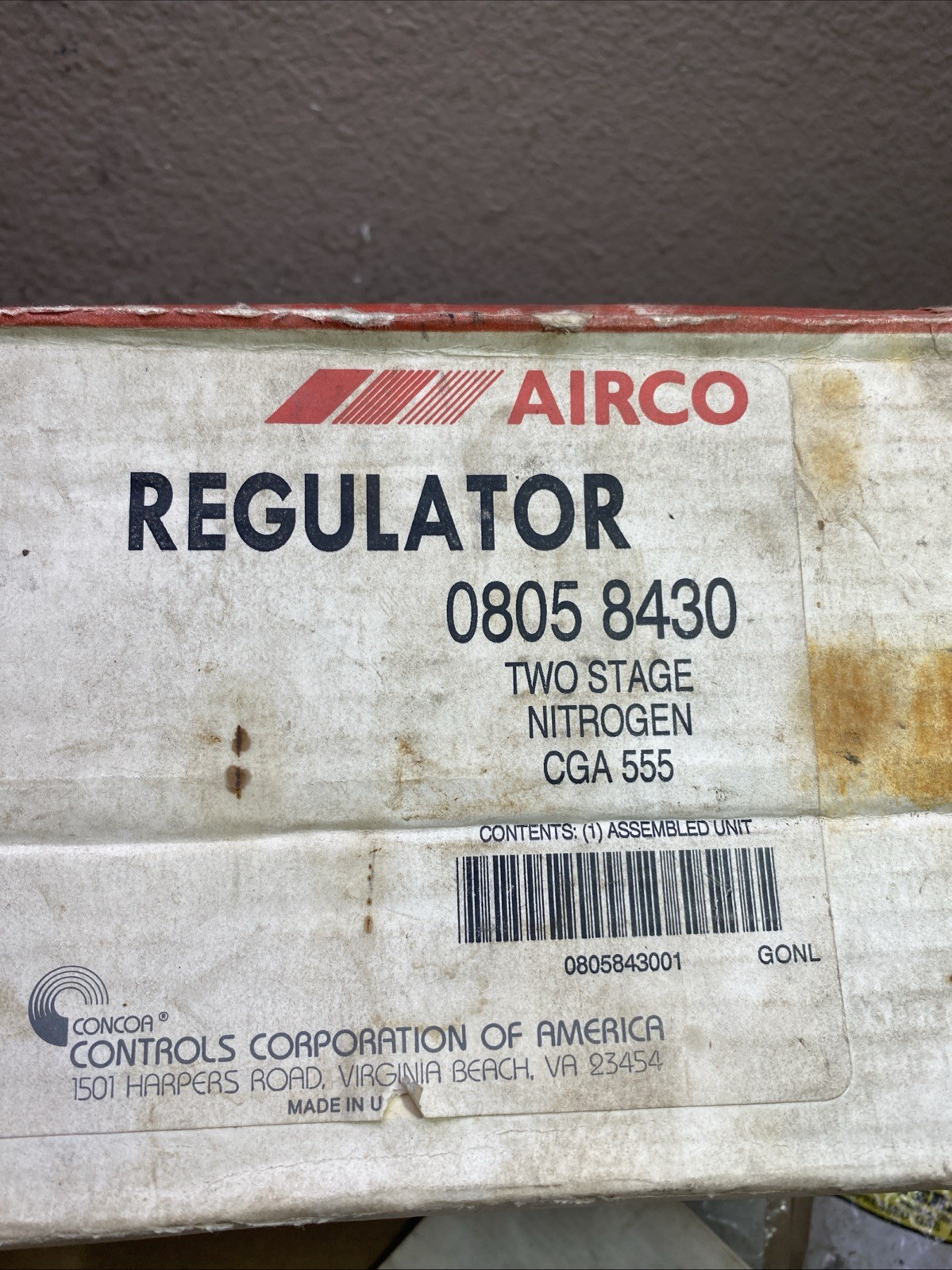 concoa airco cga 555 Two Stage Nitrogen Gauge Regulator (I Think It’s New)