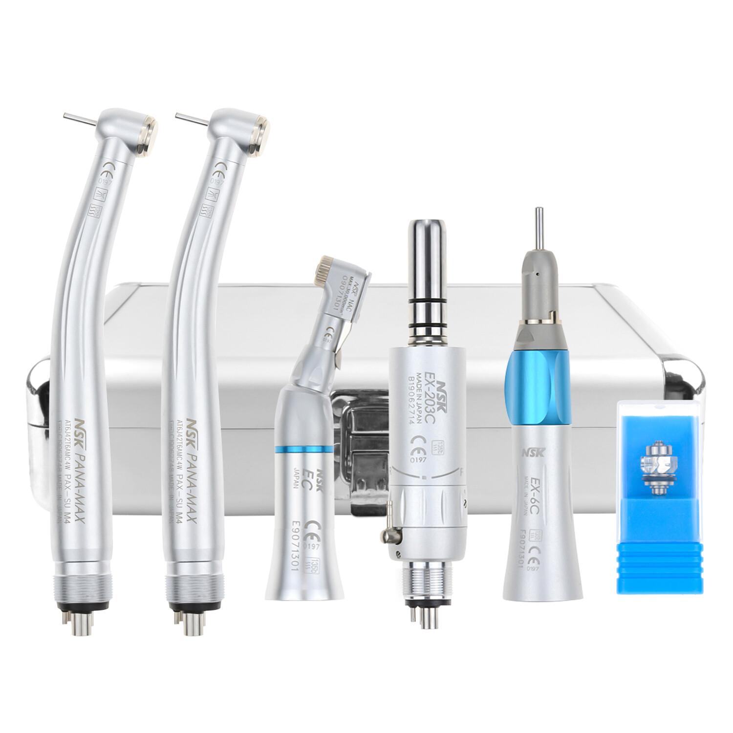 NSK Style Dental High Low Speed Handpiece Kit 4H Push Button with Aluminum Case