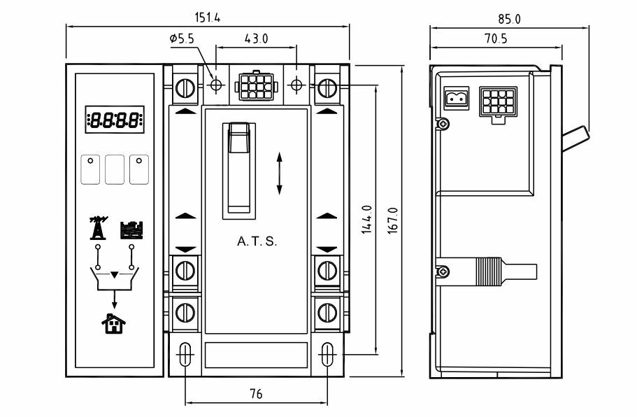 TCS2PC125-22M Transfer Switch | 125 Amps | 2 Poles | 1 Phase 240/120 Volts | ATS