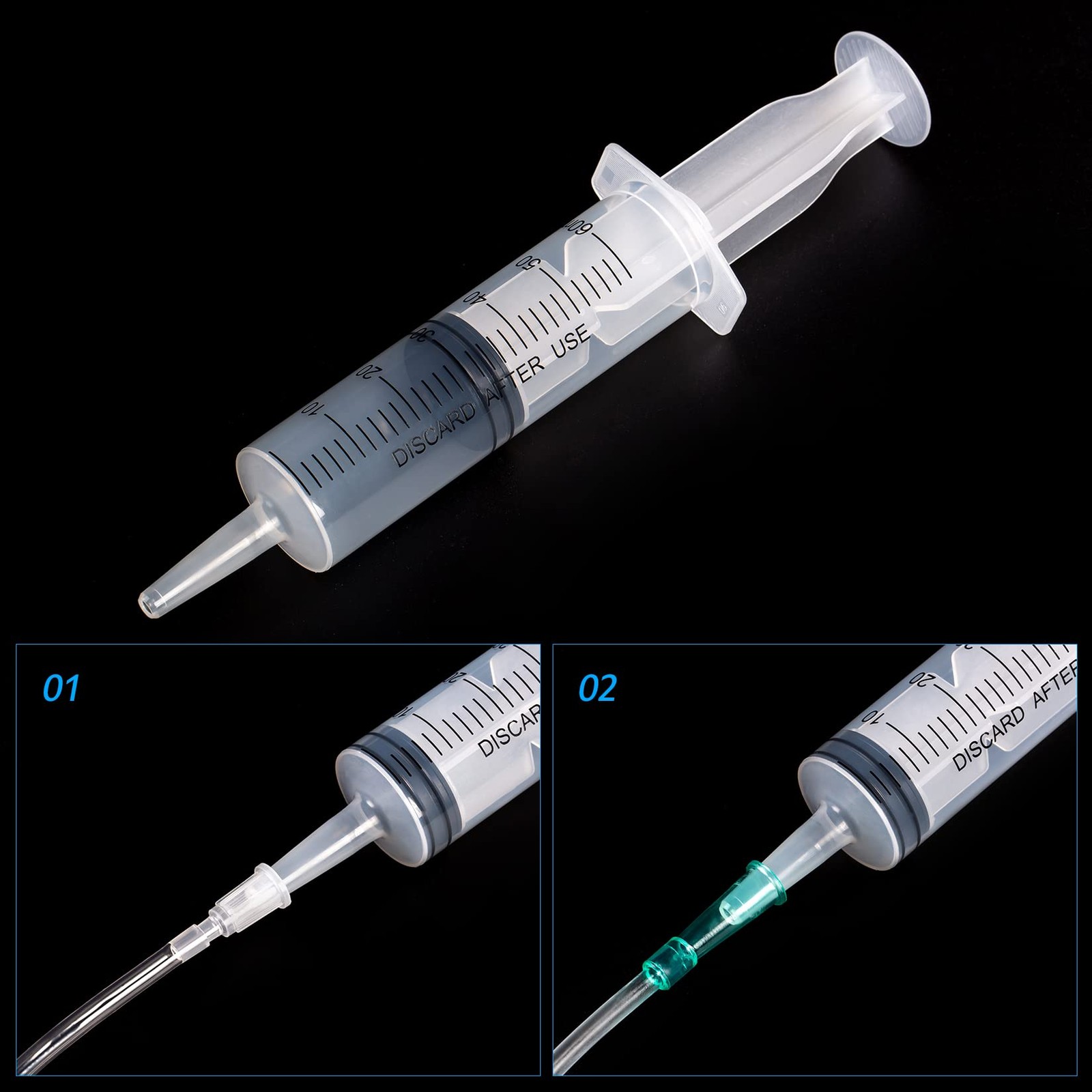 SHAOTONG 60ml Syringe with 40 Inch Tube and Tip Adapter, for Feeding 60ML/CC