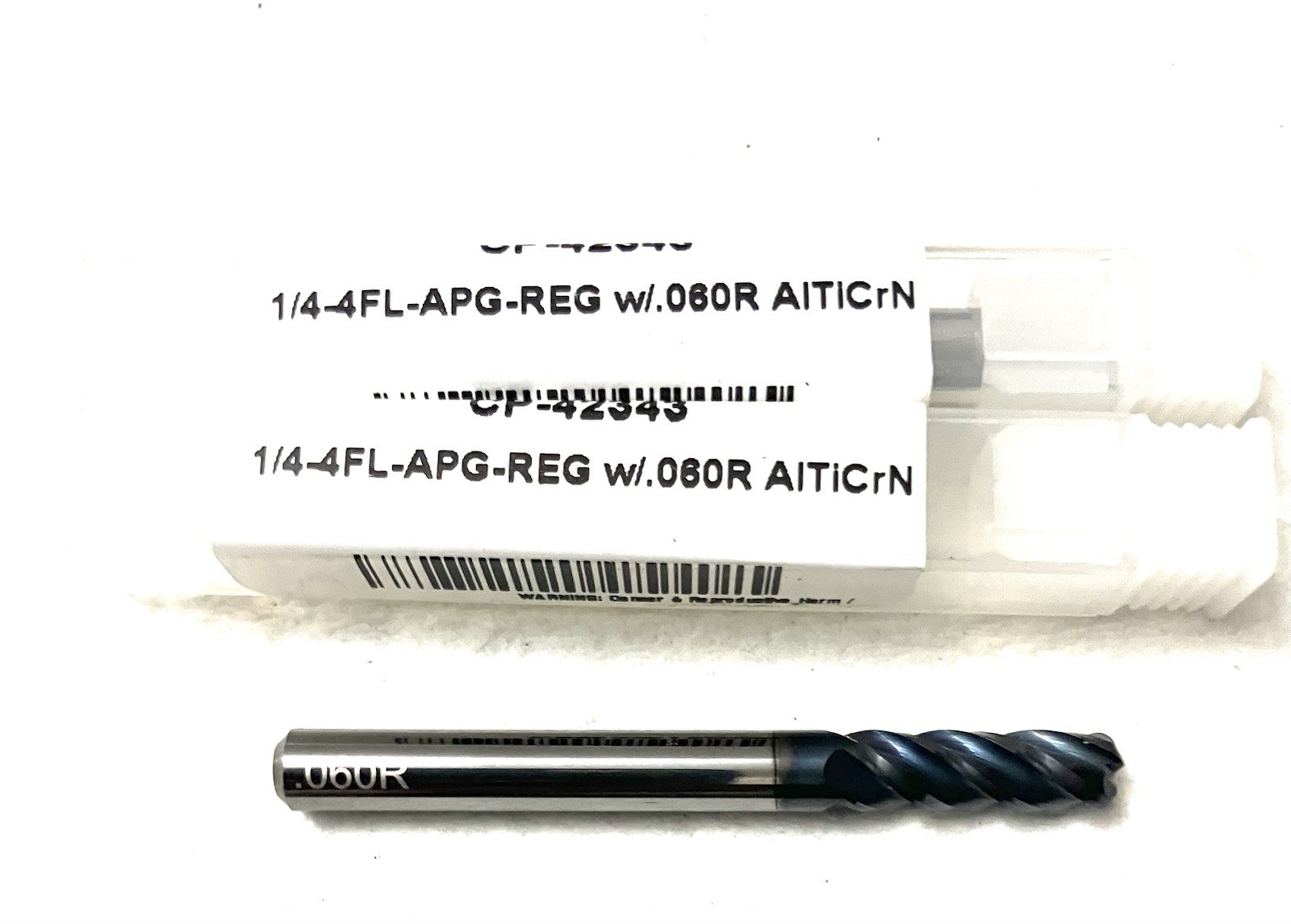 2PC Carbide Plus 1/4″ 4FL Corner Radius End Mill .06R Carbide AlTiCrN 3/4″ LOC