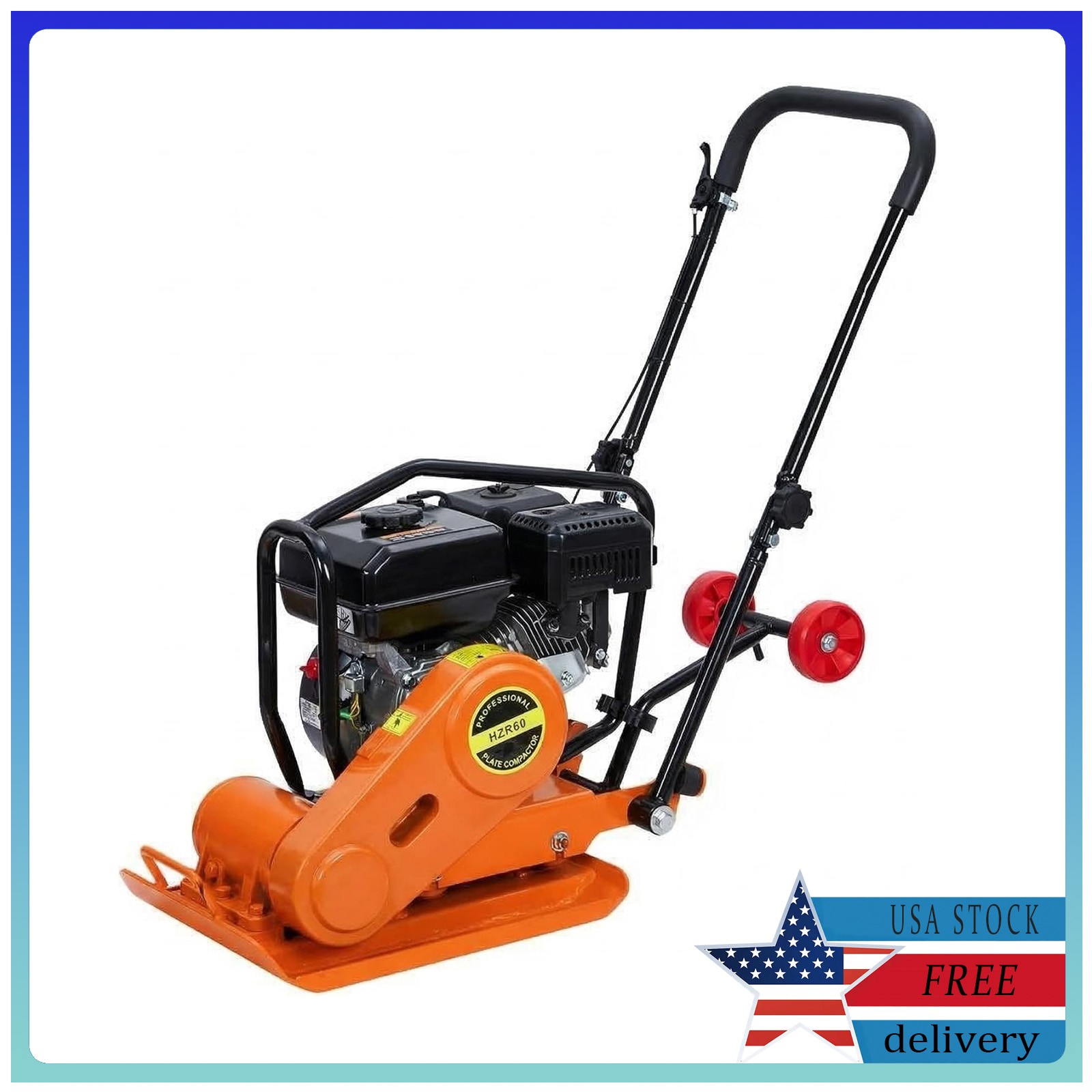 Plate Compactor Rammer 7HP 212cc Gas Engine 5600 VPM 4200 lbs Compaction Force