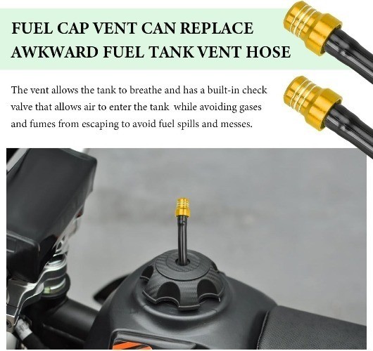 2 PCS Breather Hose Gas Fuel Tank Cap, One Way Tank Valve Vent T Color: Yellow