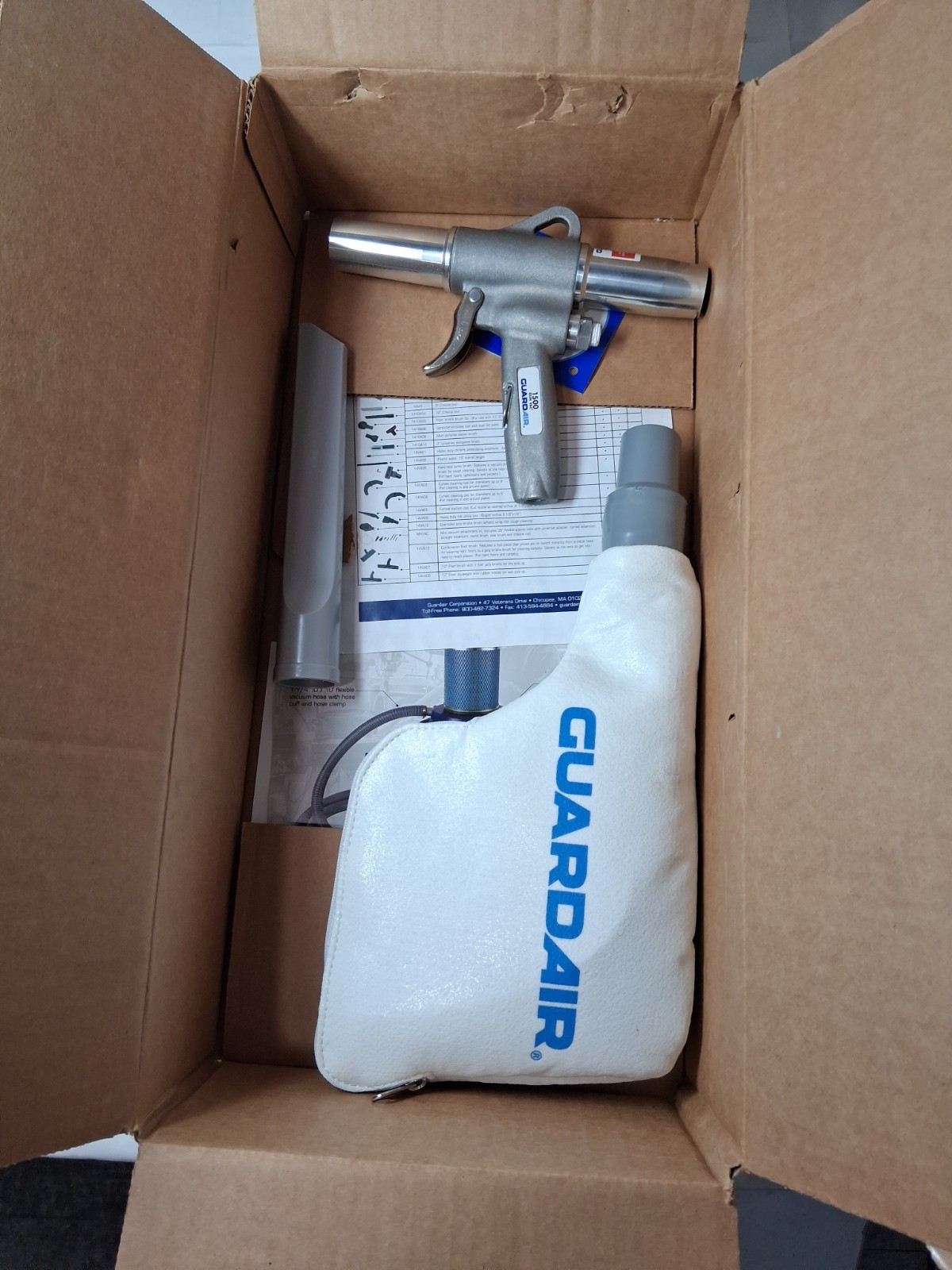 Guardair 1500 Gun Vac Air Powered Vacuum Blow Gun Crevice Tool 1500