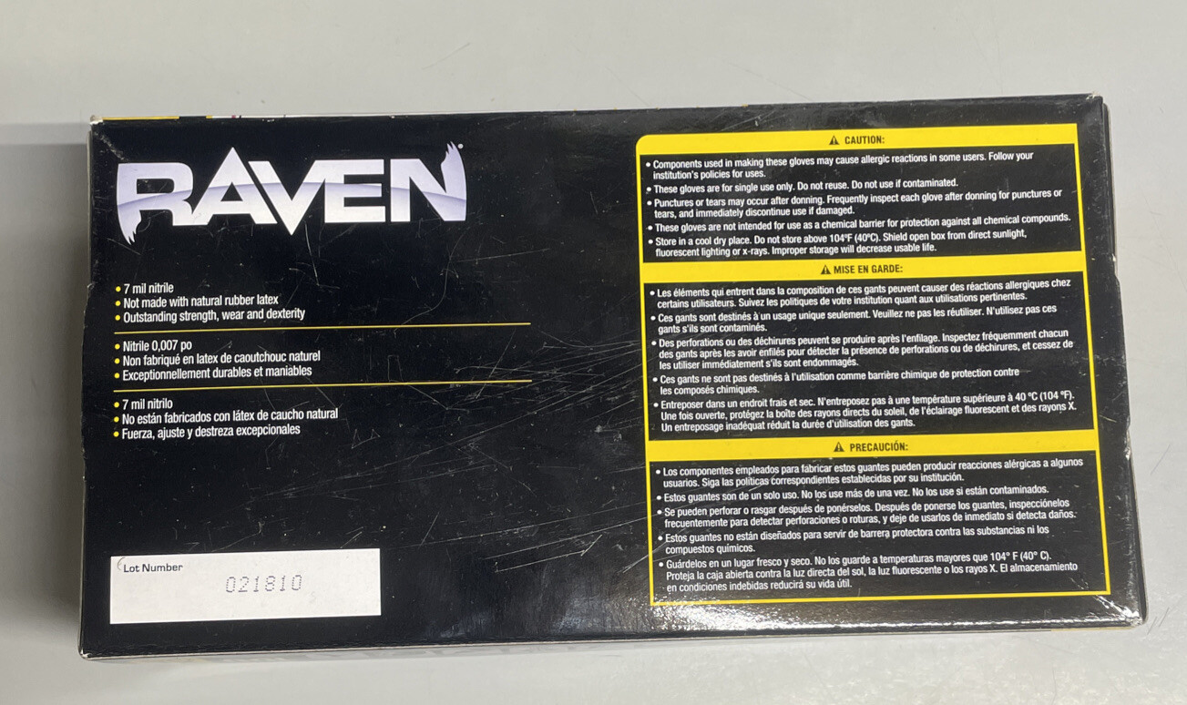 SAS Safety X-LARGE 66519 Raven Powder-Free Disposable Black Nitrile 6 Mil Gloves