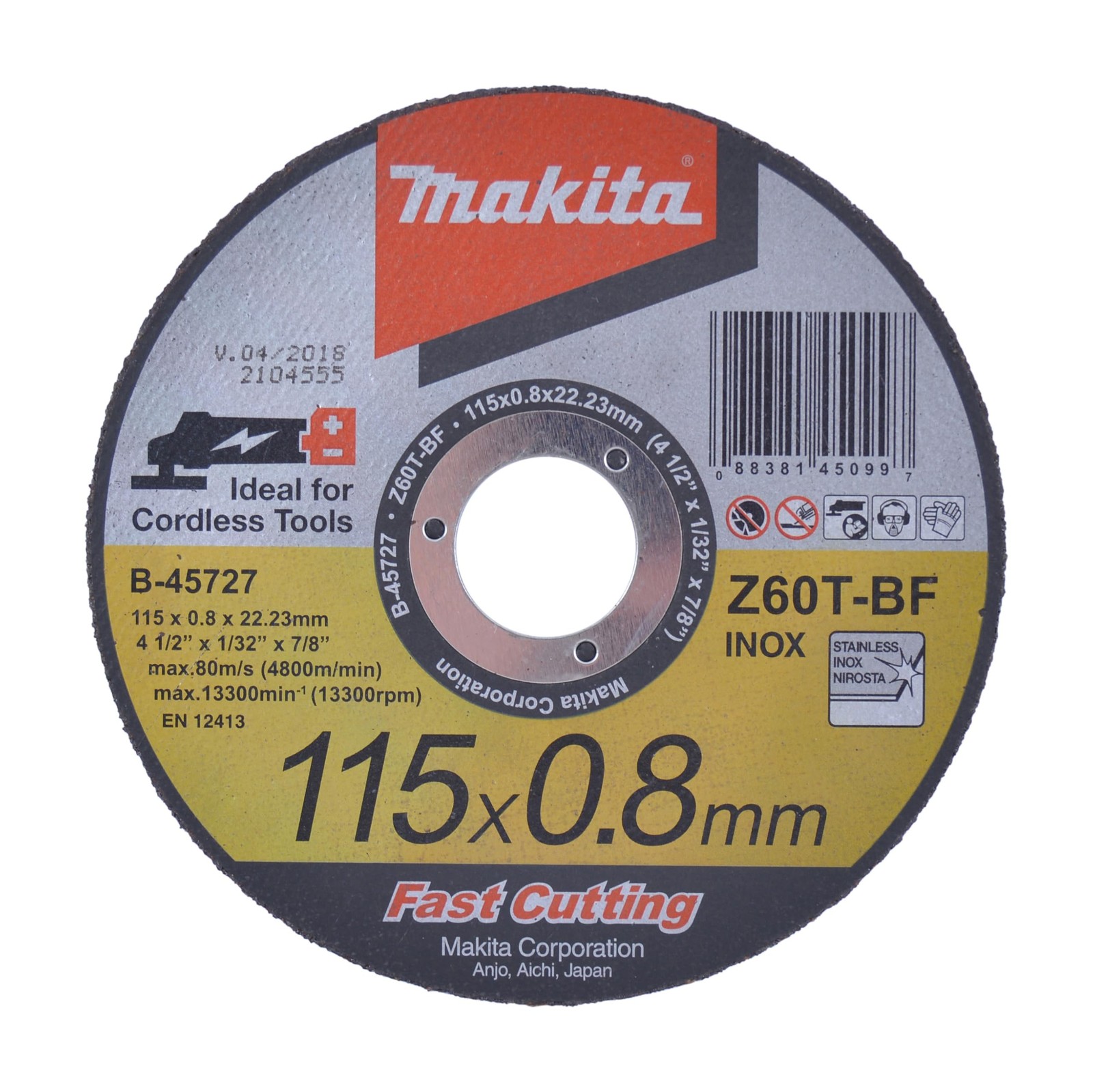 4.5 Inch Stainless Steel Ultra Thin Cut Off Wheels 60 Grit Abrasive 032 Thick