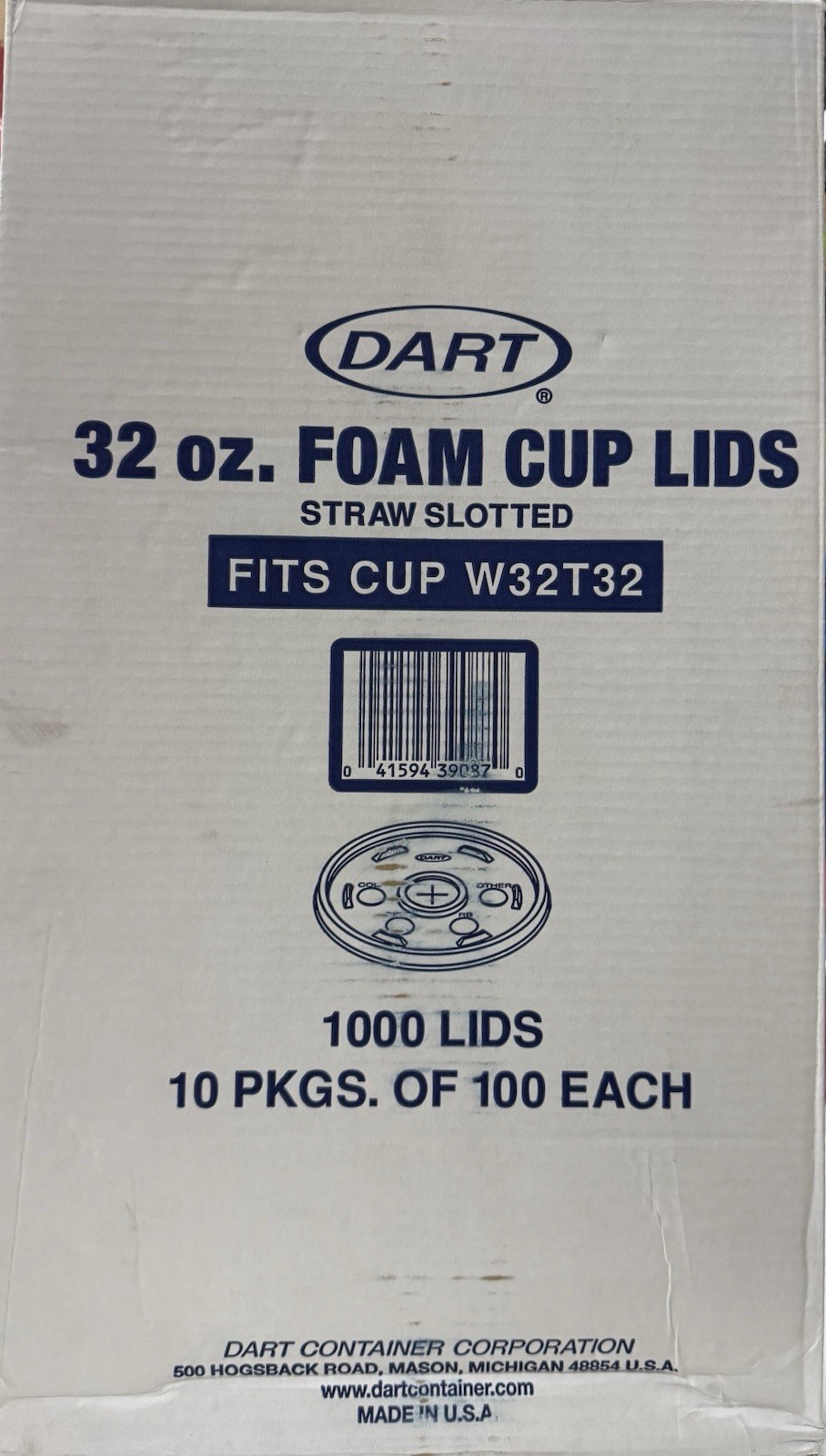Dart Cold Cup Translucent Plastic Lids Fits 32 Ounce Foam Cups (1000 Count)