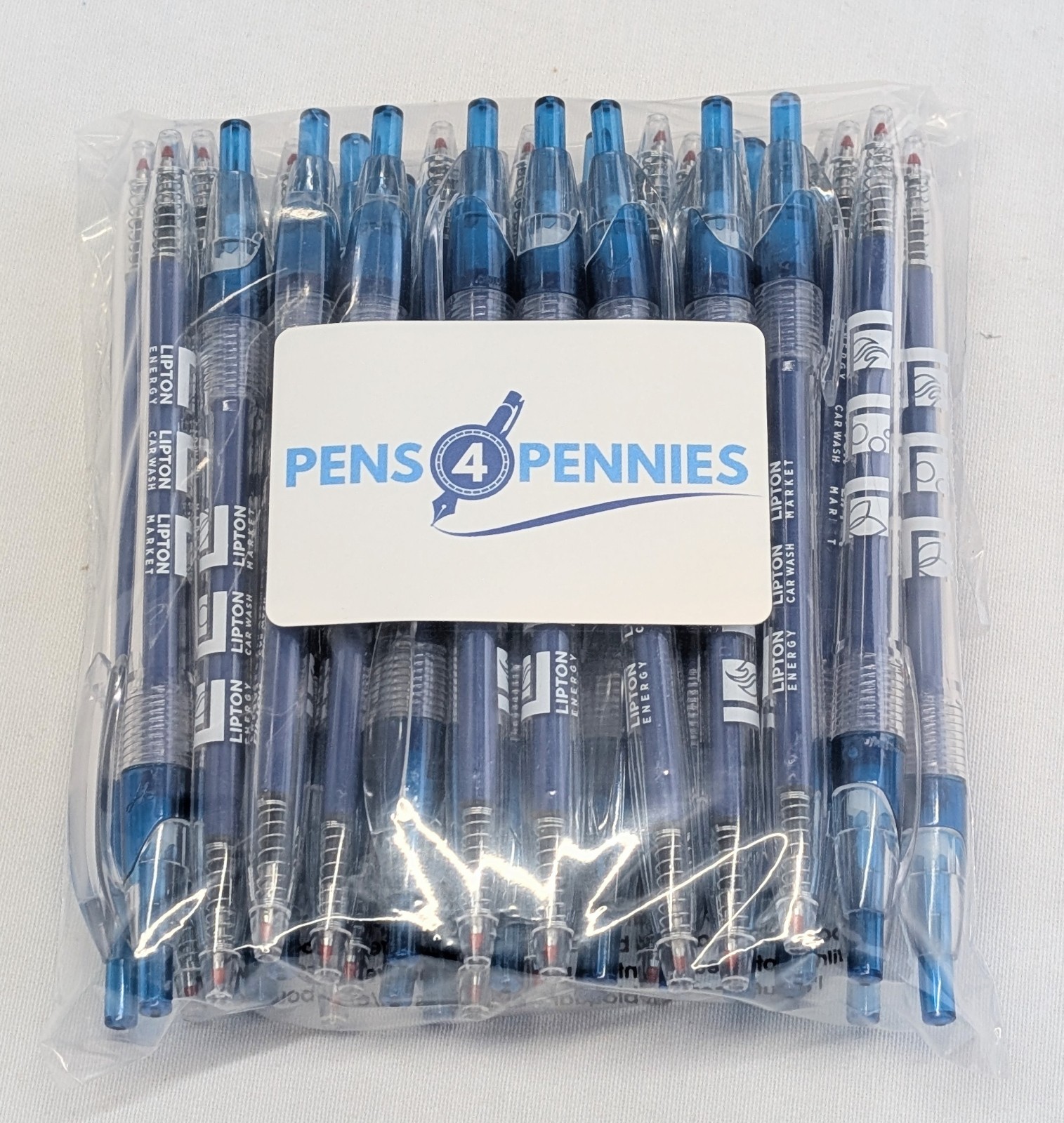 30 Misprint Click Pens JAVALINA UPCYCLE Hub Pen Lot RECYCLED PLASTIC Blk Gel Ink
