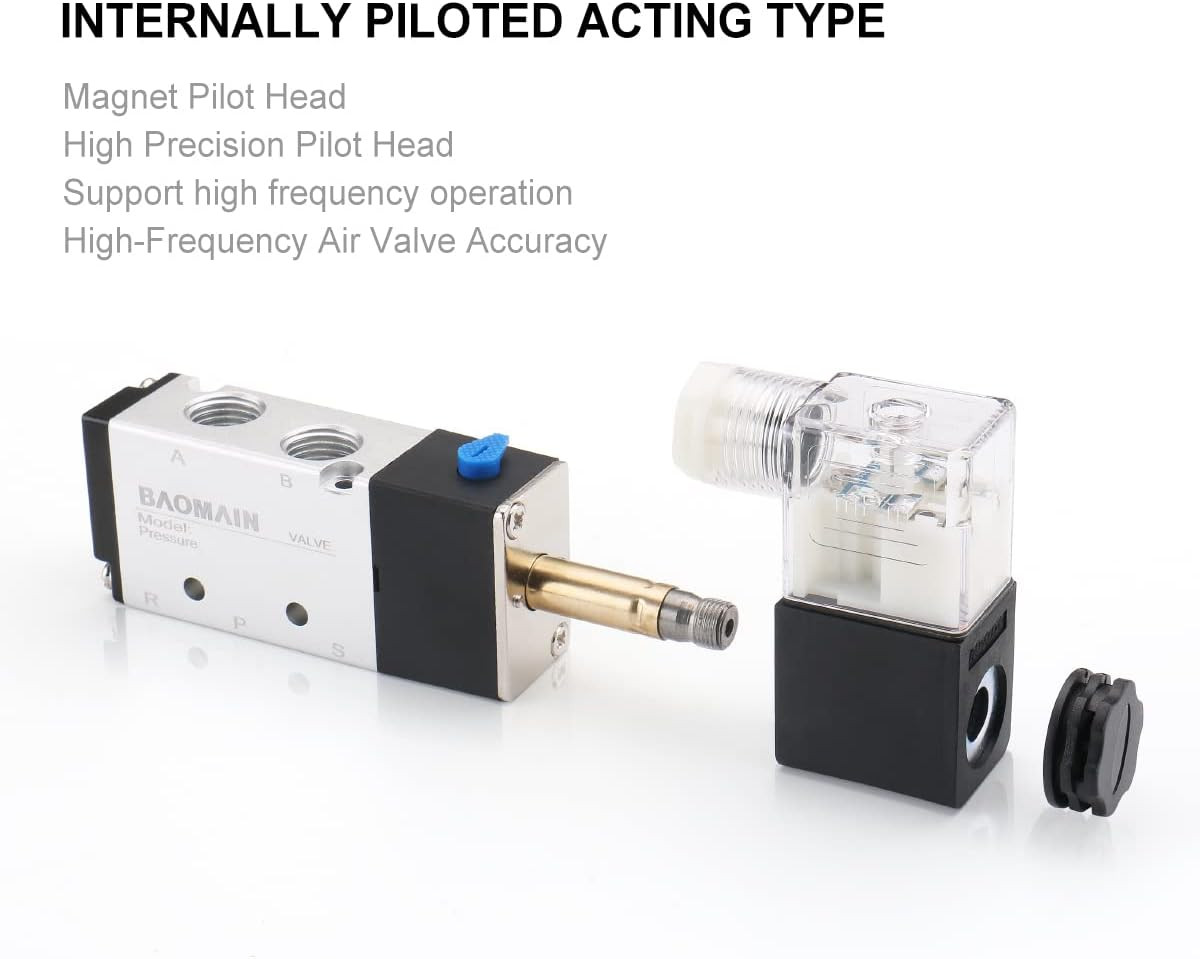 Baomain Pneumatic Air Control Solenoid Valve 4V210-08 220V AC 5 Way 2 Position P